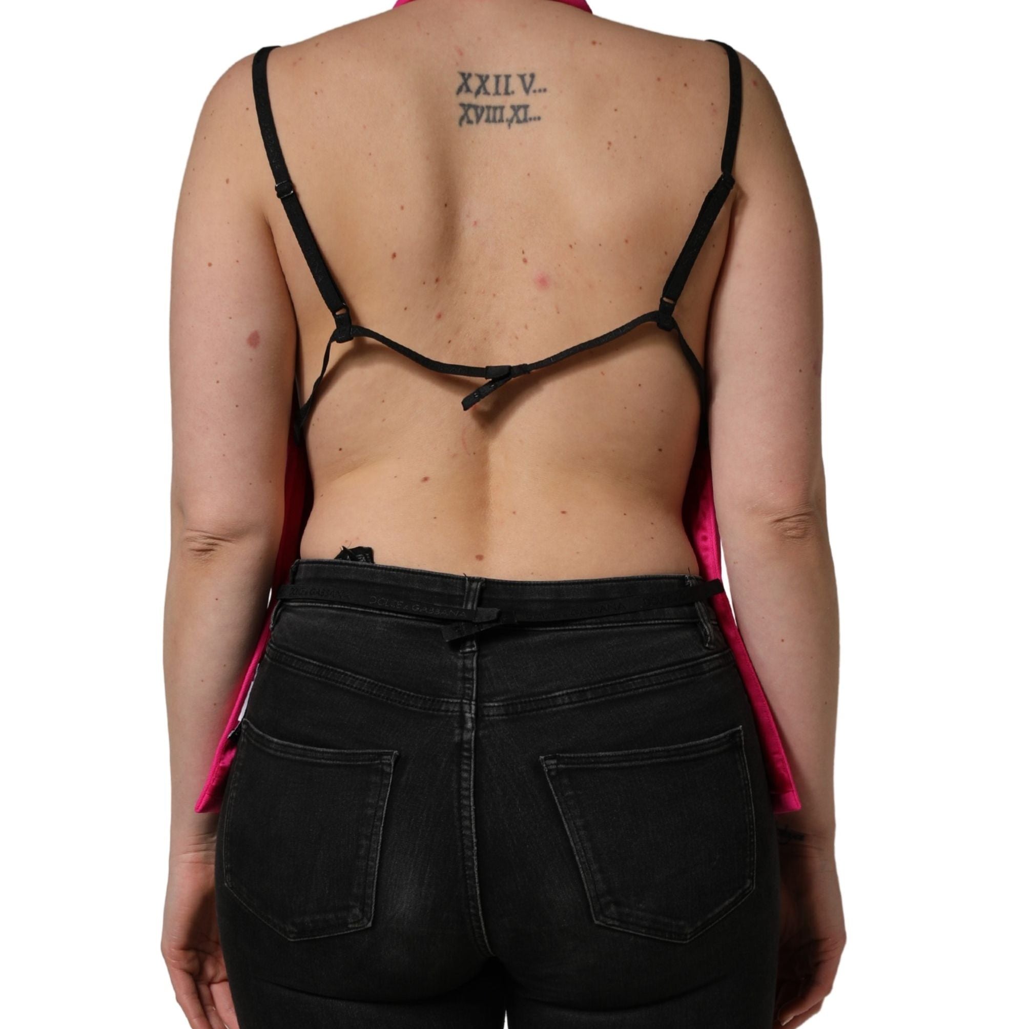 Dolce & Gabbana Hot Pink Wool Backless Sleeveless Tank Top