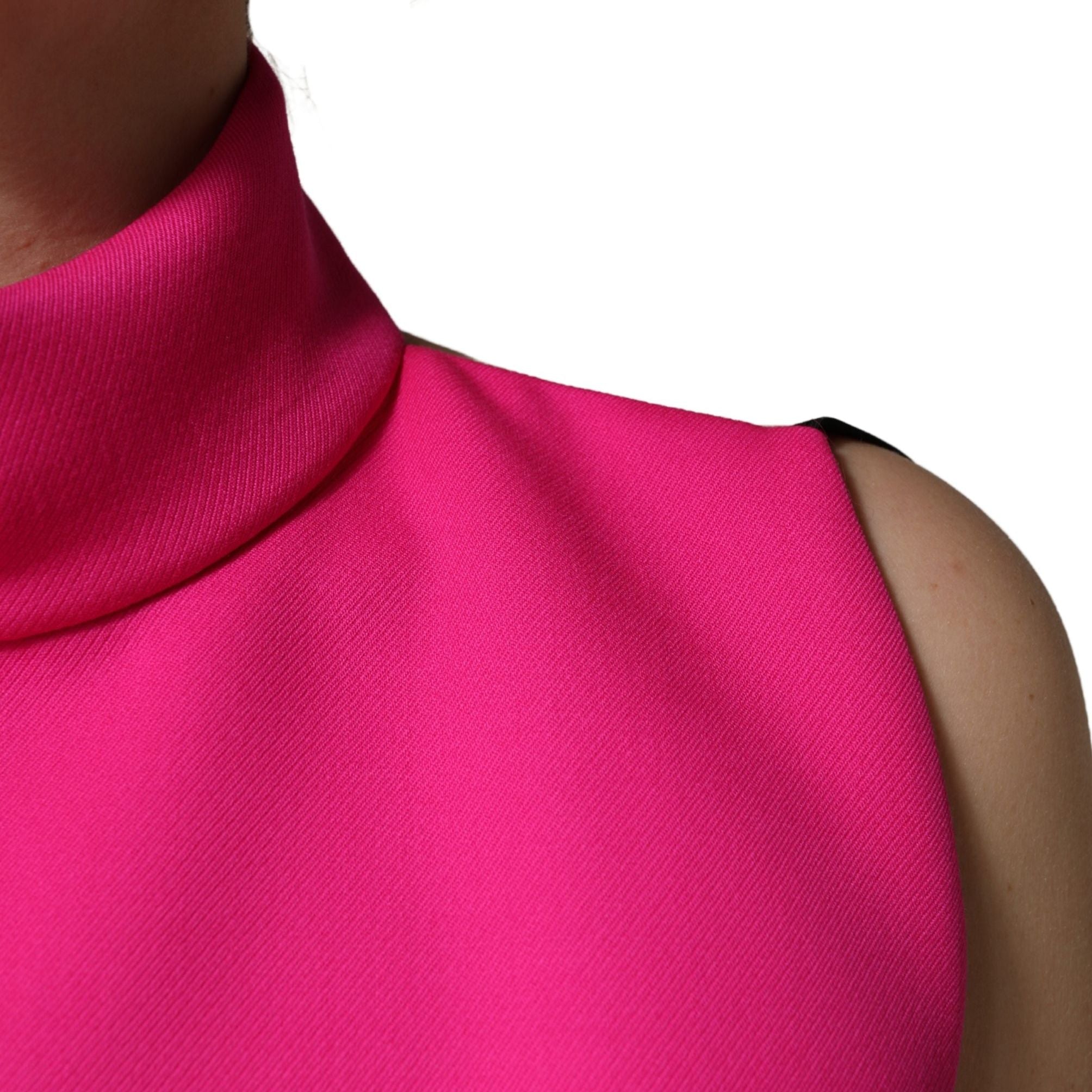 Dolce & Gabbana Hot Pink Wool Backless Sleeveless Tank Top