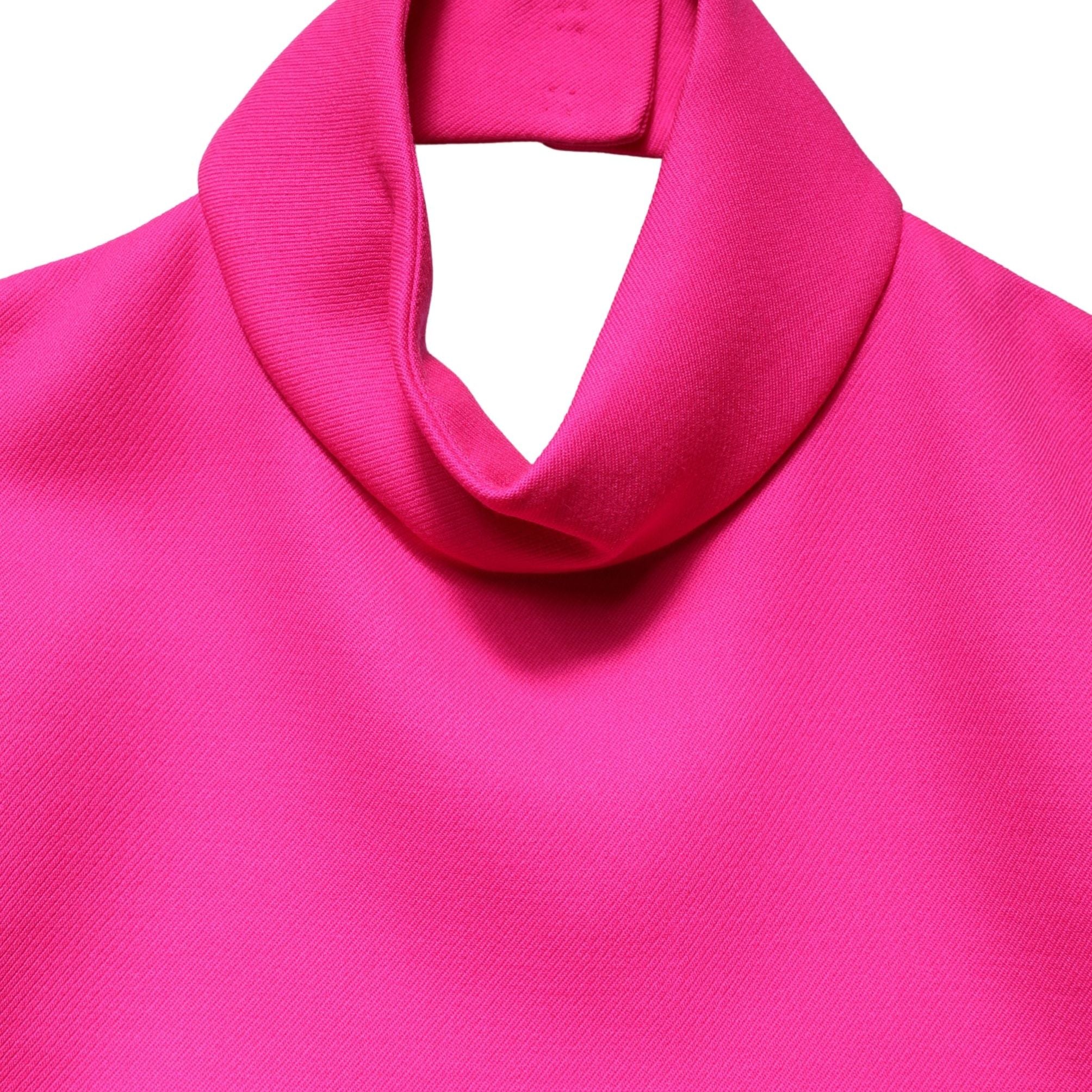 Dolce & Gabbana Hot Pink Wool Backless Sleeveless Tank Top