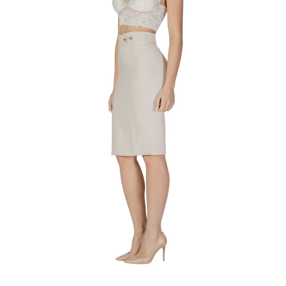 Rinascimento Beige Polyester Midi Skirt