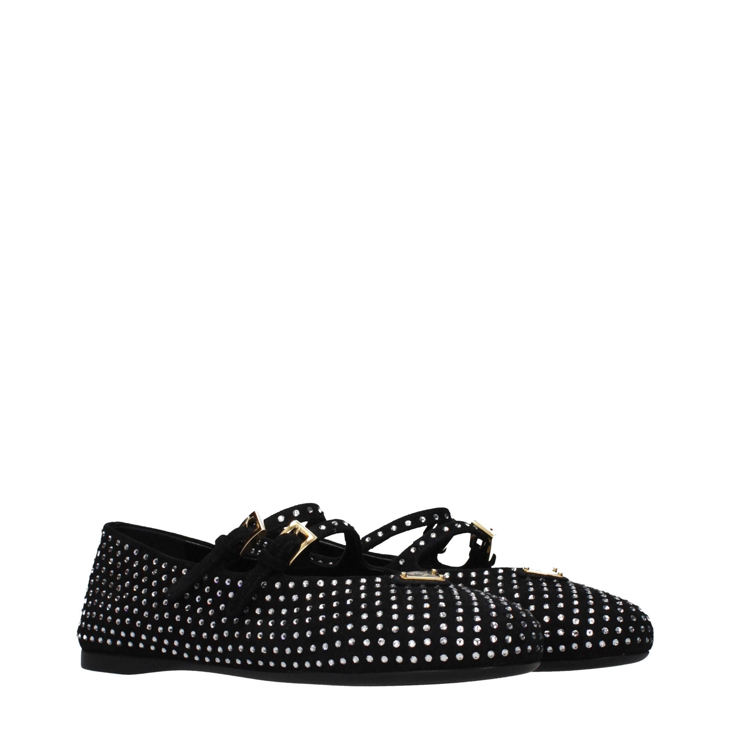 Prada Black Leather Ballet Flats