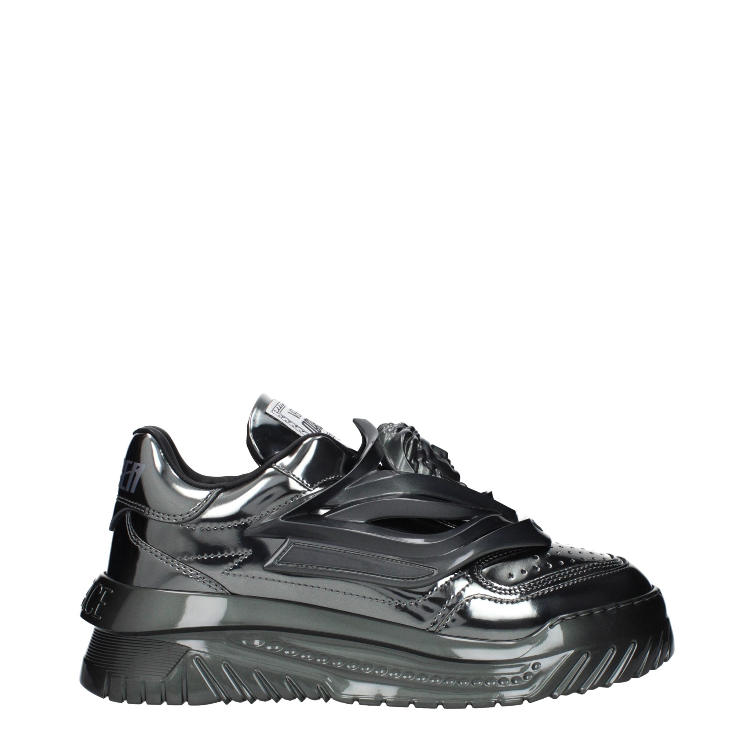Versace Gray Leather Chunky Sneakers