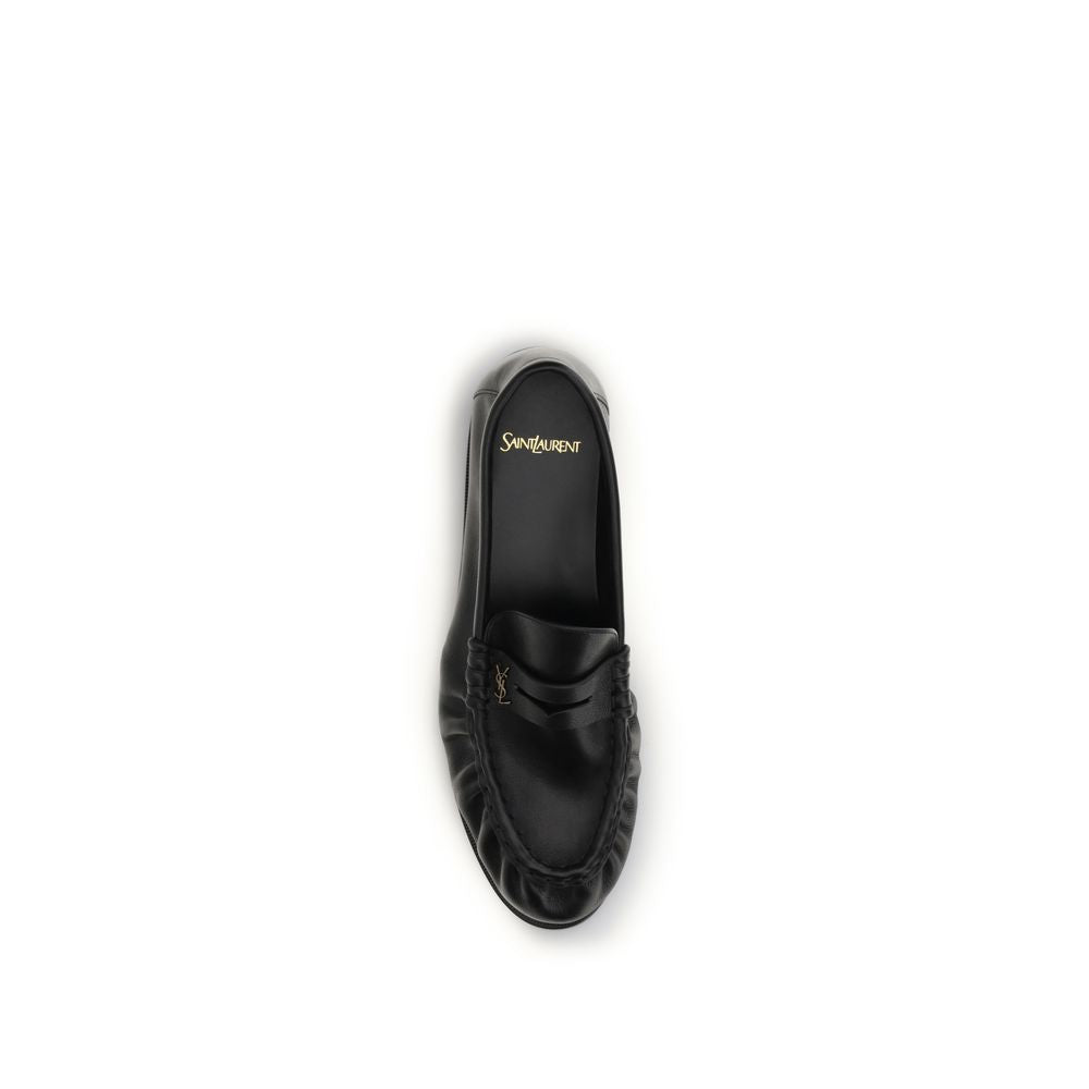 Saint Laurent Black Calf Leather Bos Taurus Slip-On Loafers