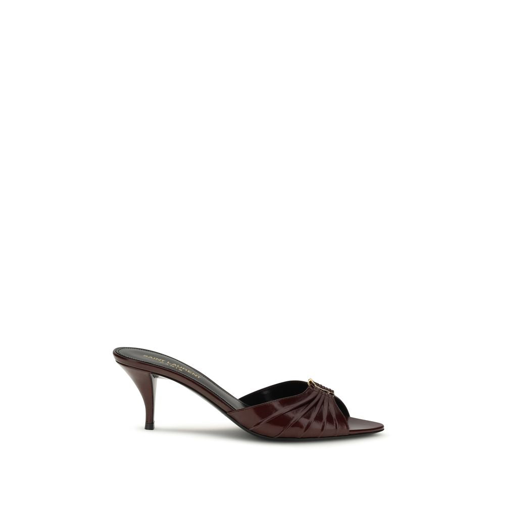 Saint Laurent Bordeaux Calf Leather Bos Taurus Stiletto Heel Sandals
