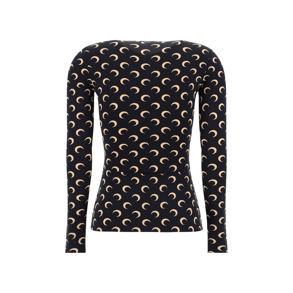 Marine Serre Black Polyamide Long Sleeve T-Shirt