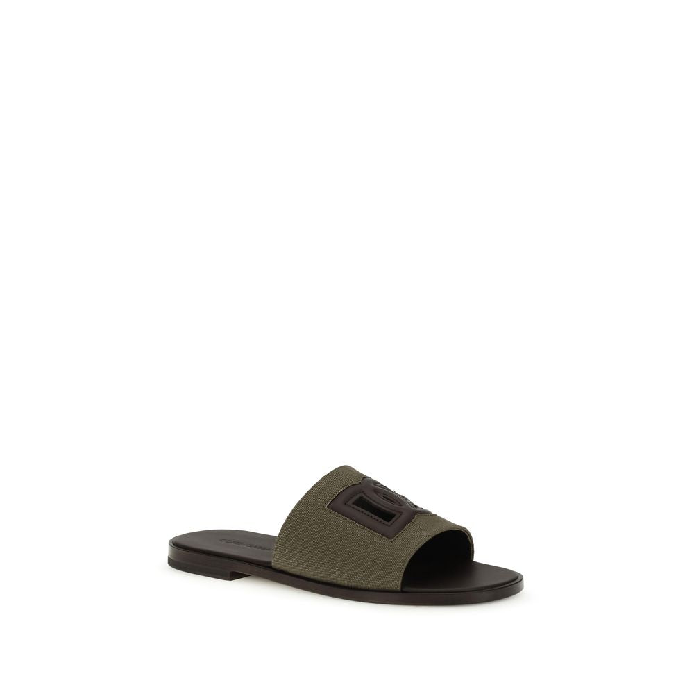 Dolce & Gabbana Bicolor Cotton Flat Sandals