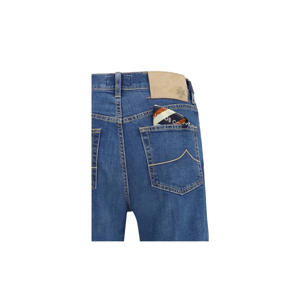 Jacob Cohen Blue Cotton Straight-Leg Jeans