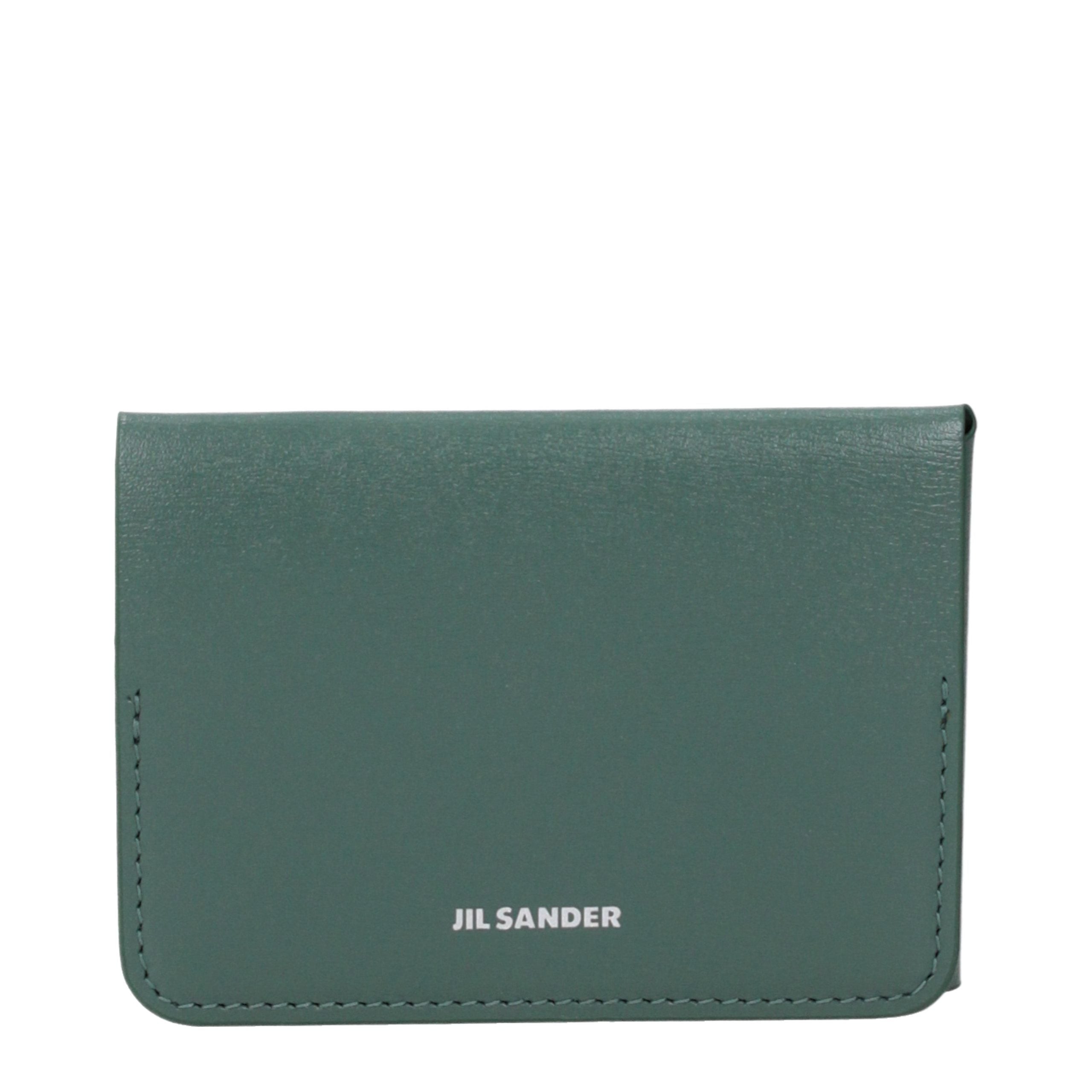 Jil Sander Green Leather Cardholder
