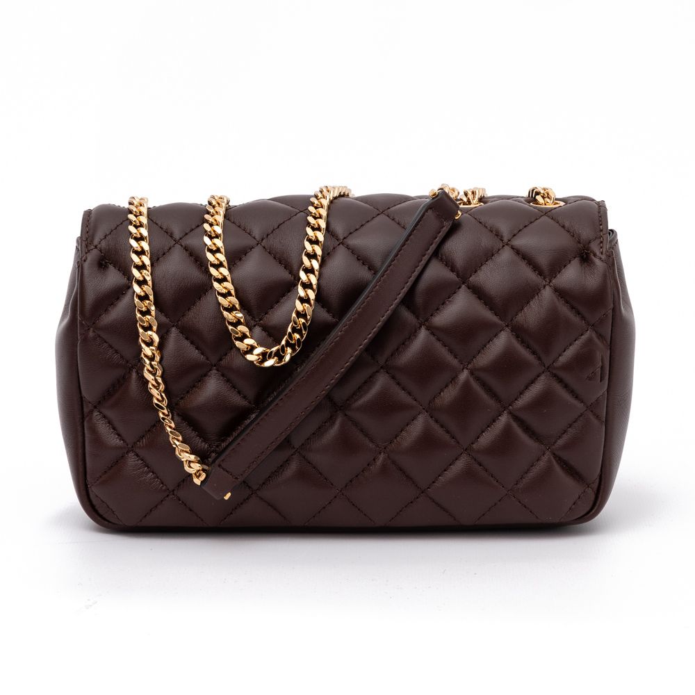 Versace Brown Quilted Leather Shoulder Strap Bag