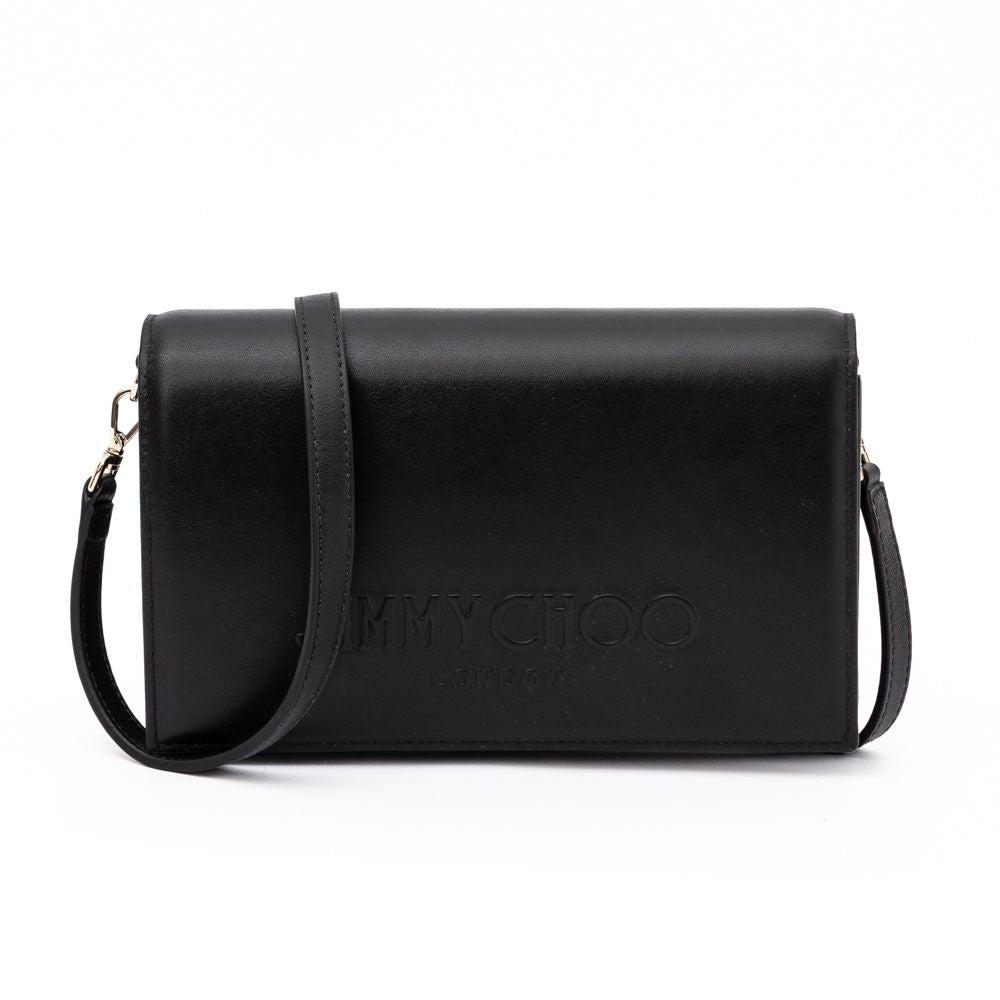 Jimmy Choo Black Avenue Leather Shoulder Strap Bag