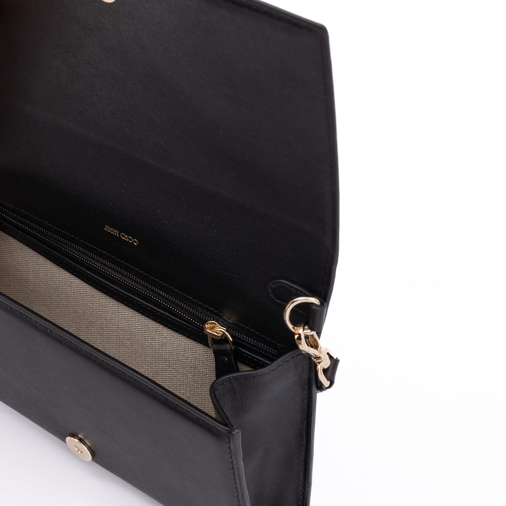Jimmy Choo Black Avenue Leather Shoulder Strap Bag