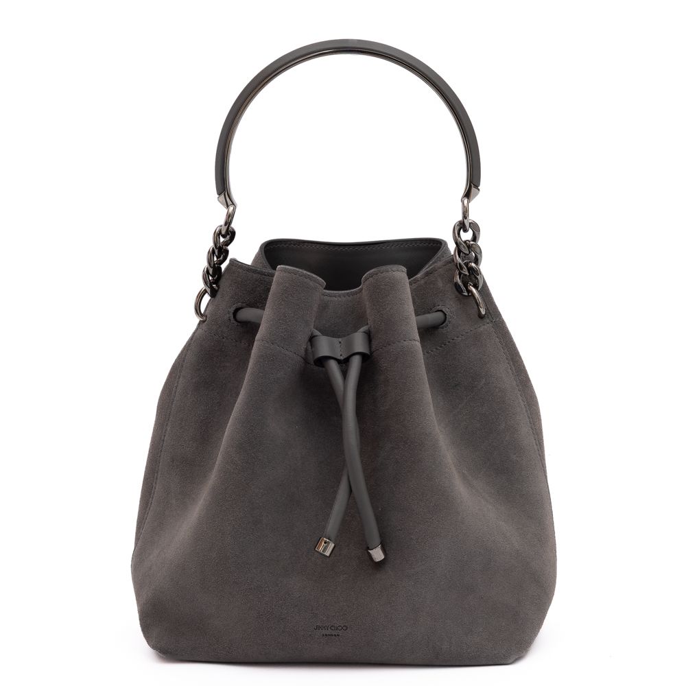 Jimmy Choo Dark Grey Bon Bon Suede Bucket