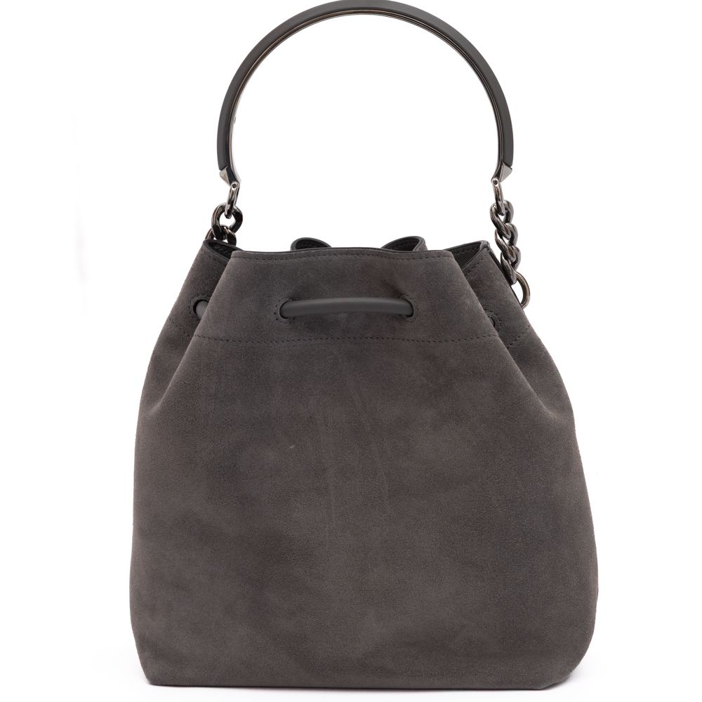 Jimmy Choo Dark Grey Bon Bon Suede Bucket