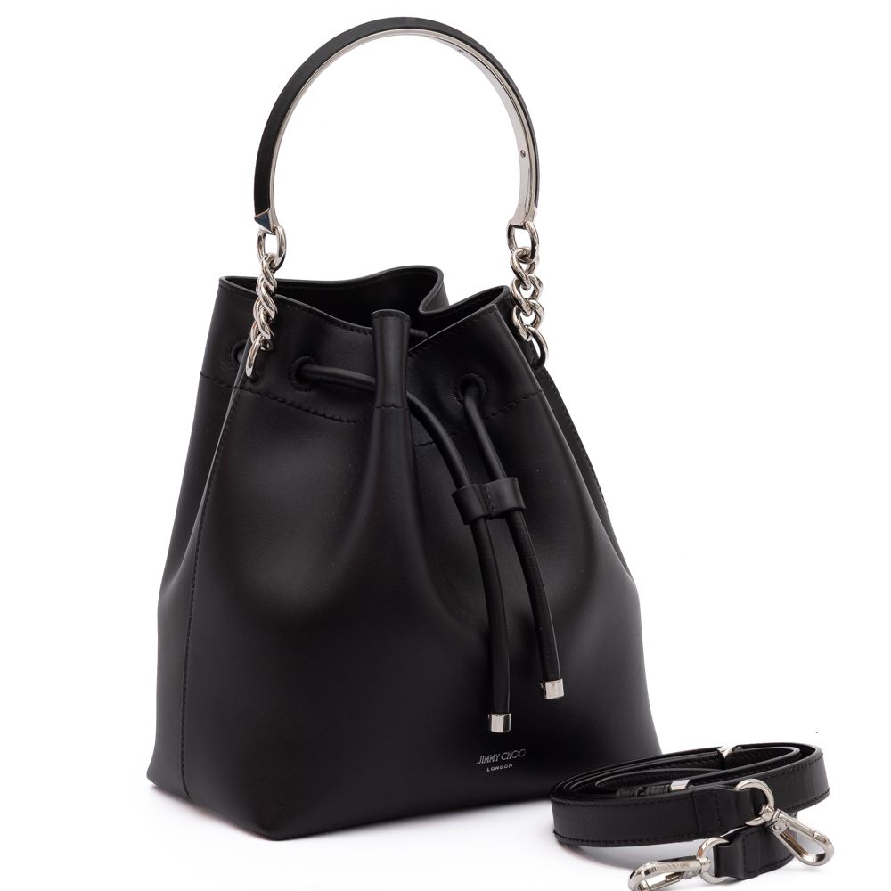 Jimmy Choo Black Bon Bon Leather Bucket