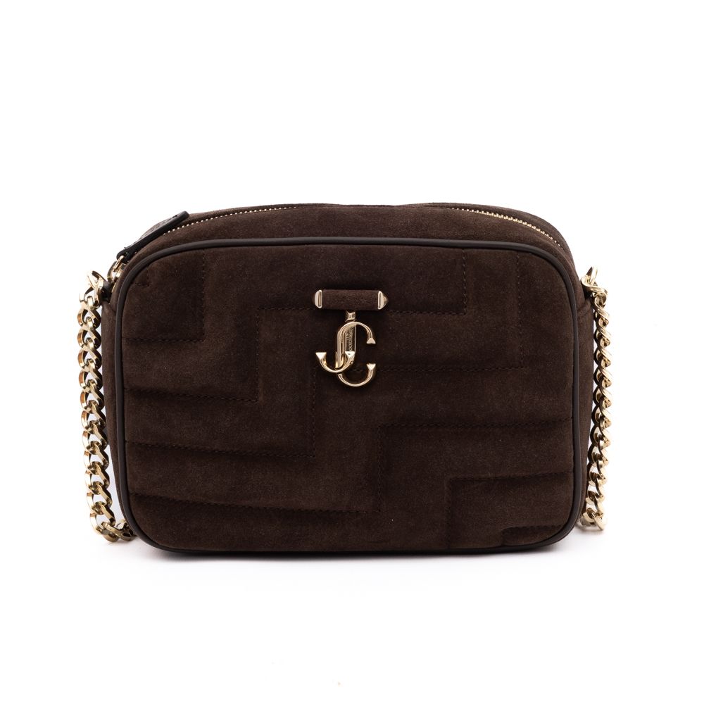 Jimmy Choo Brown Suede Avenue Camera Crossbody Bag