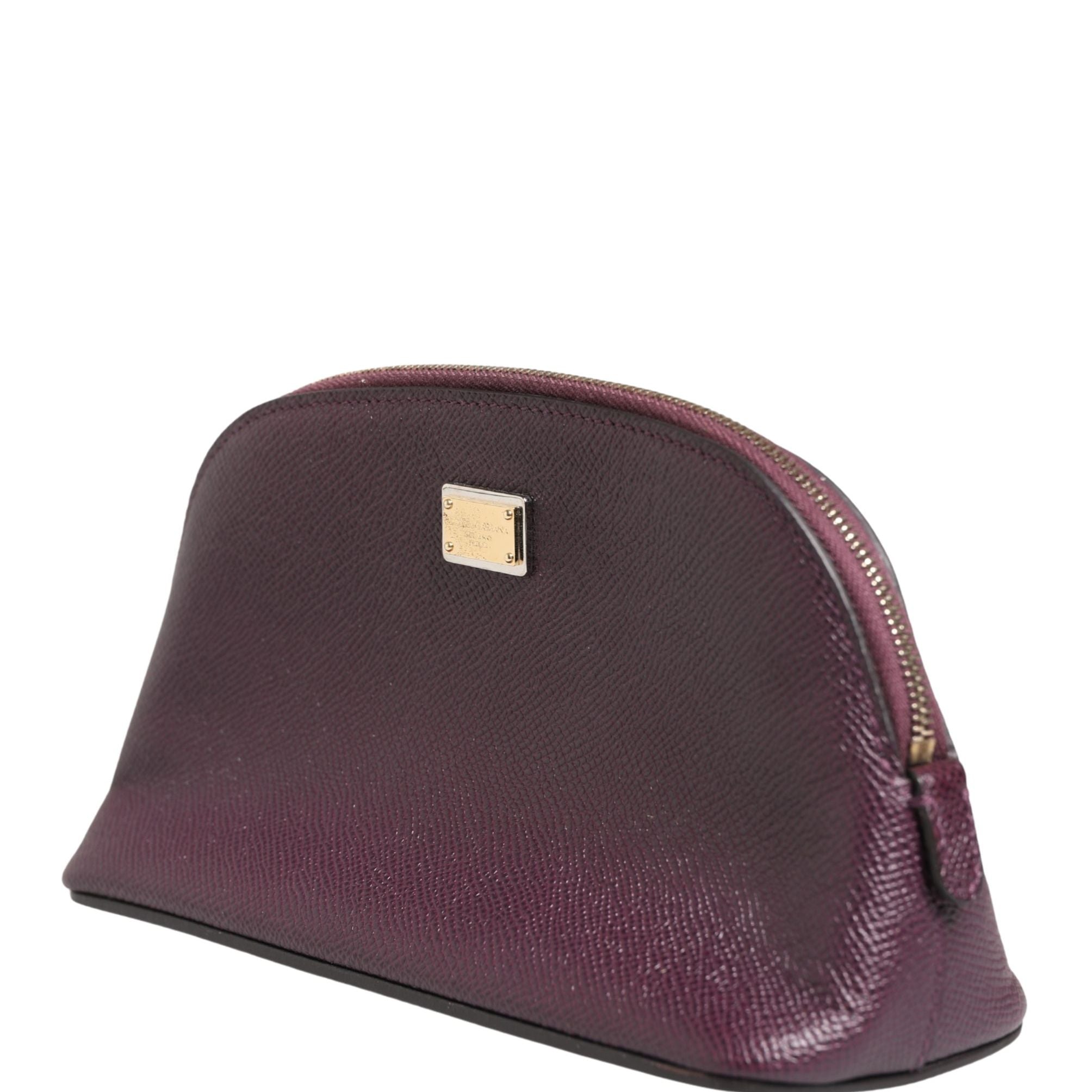 Dolce & Gabbana Dark Purple Leather DG Logo Zip Around Hand Purse Wallet