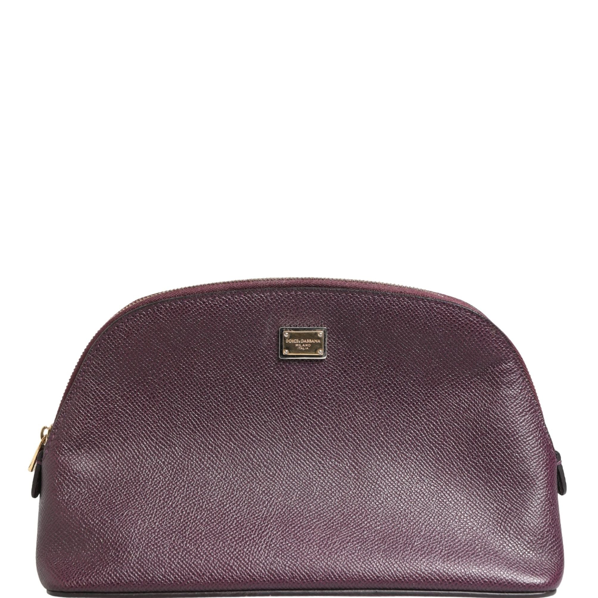 Dolce & Gabbana Dark Purple Leather DG Logo Zip Around Hand Purse Wallet