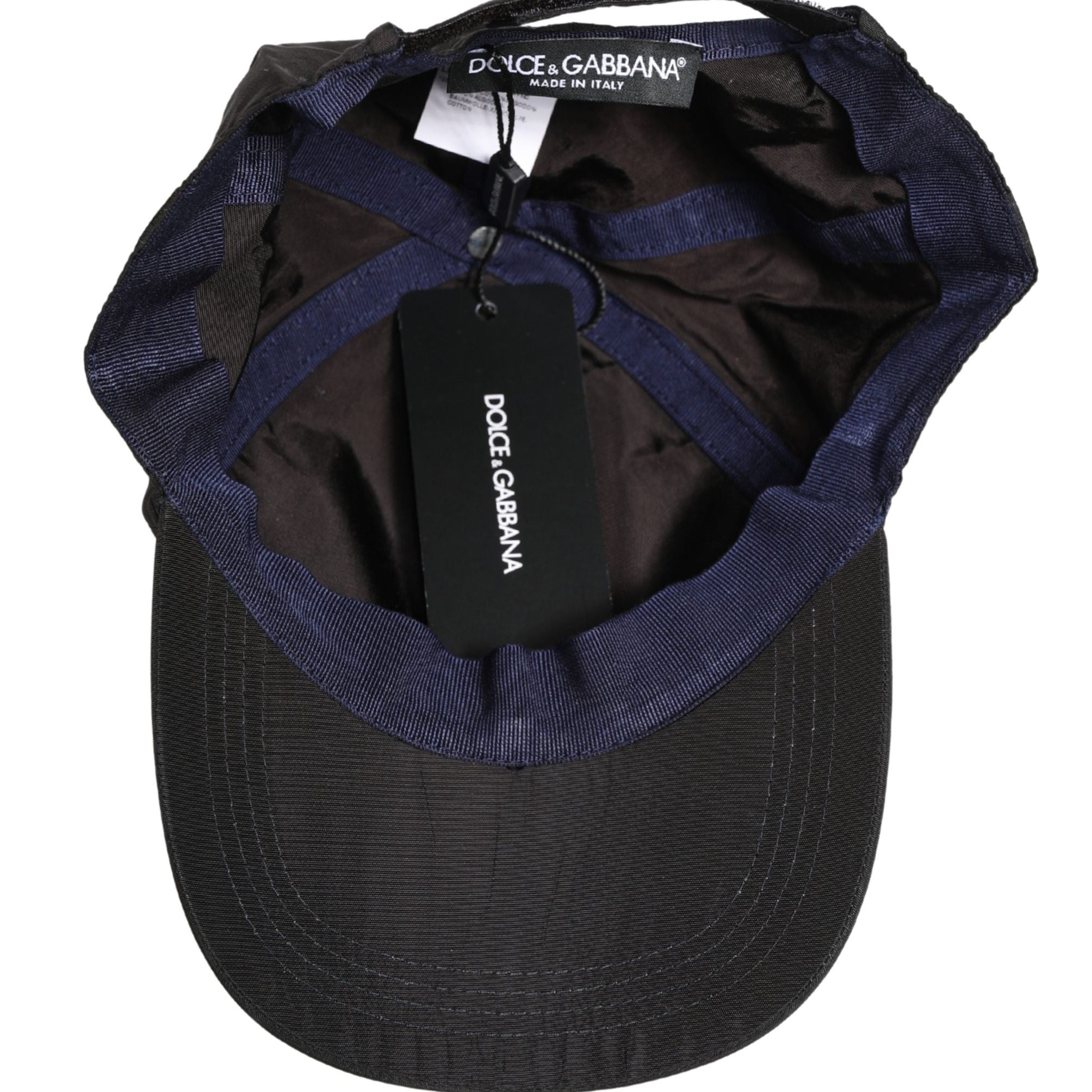 Dolce & Gabbana Men Black Cotton 6 Panels Baseball Cap Hat