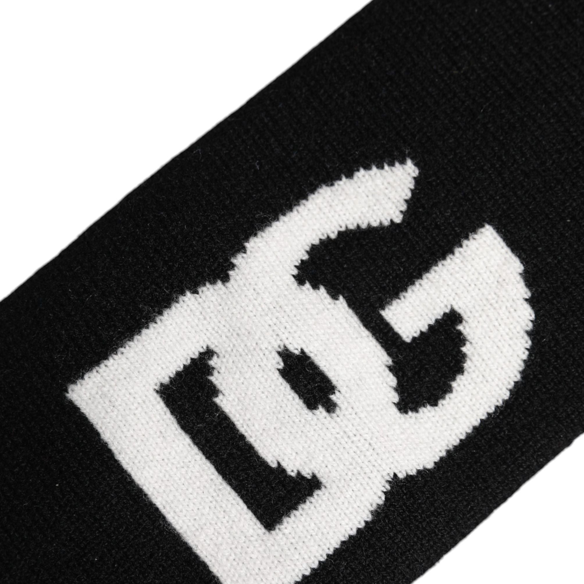 Dolce & Gabbana Men Black White Cashmere Logo Head Band Hat