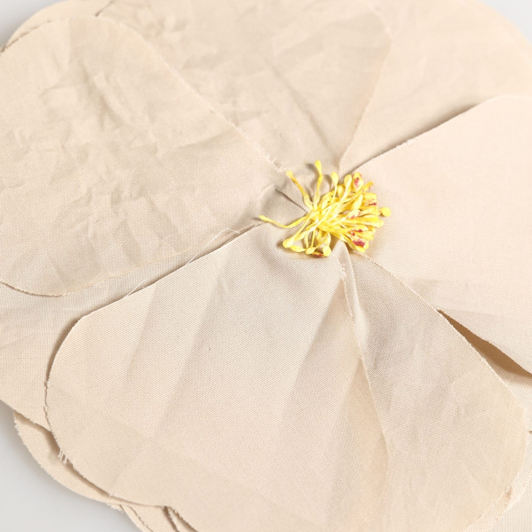 Dolce & Gabbana Beige Floral Motif Silk Blend Poplin Fabric Pin Brooch