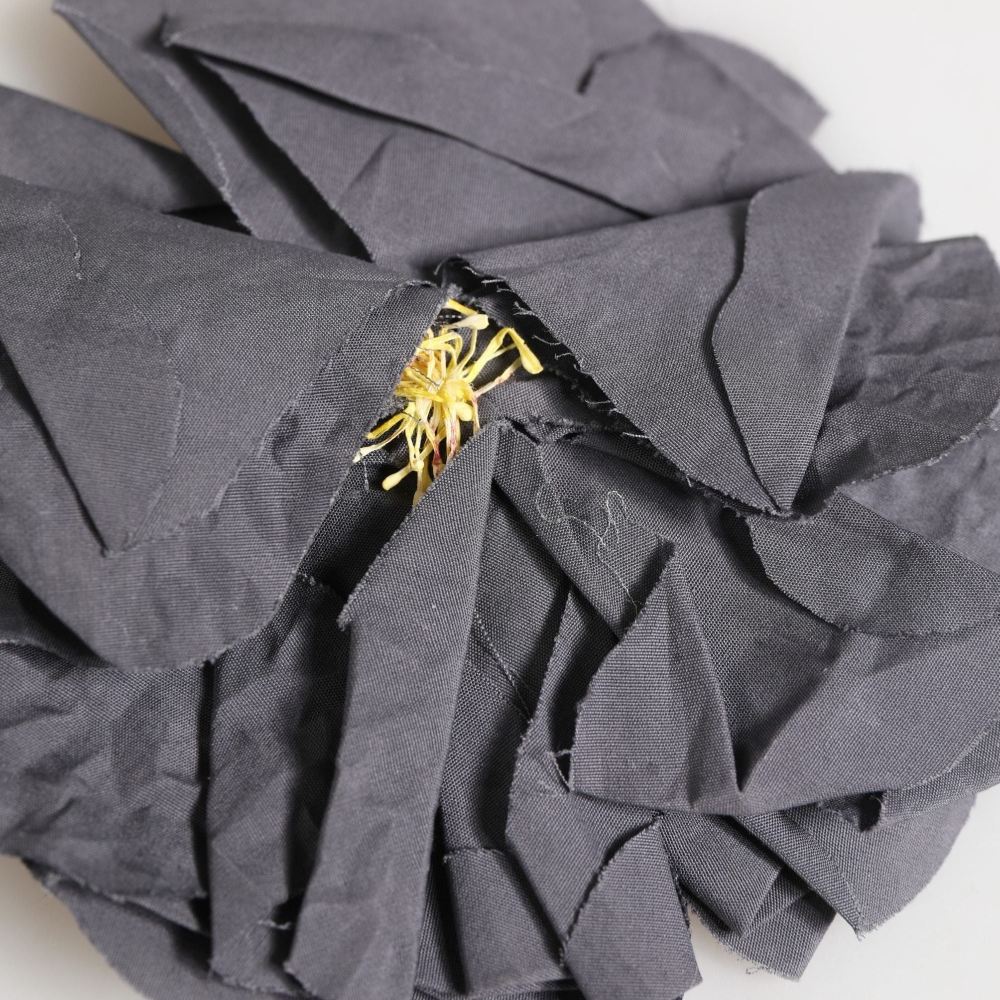 Dolce & Gabbana Gray Floral Motif Silk Blend Poplin Fabric Bar Pin Brooch