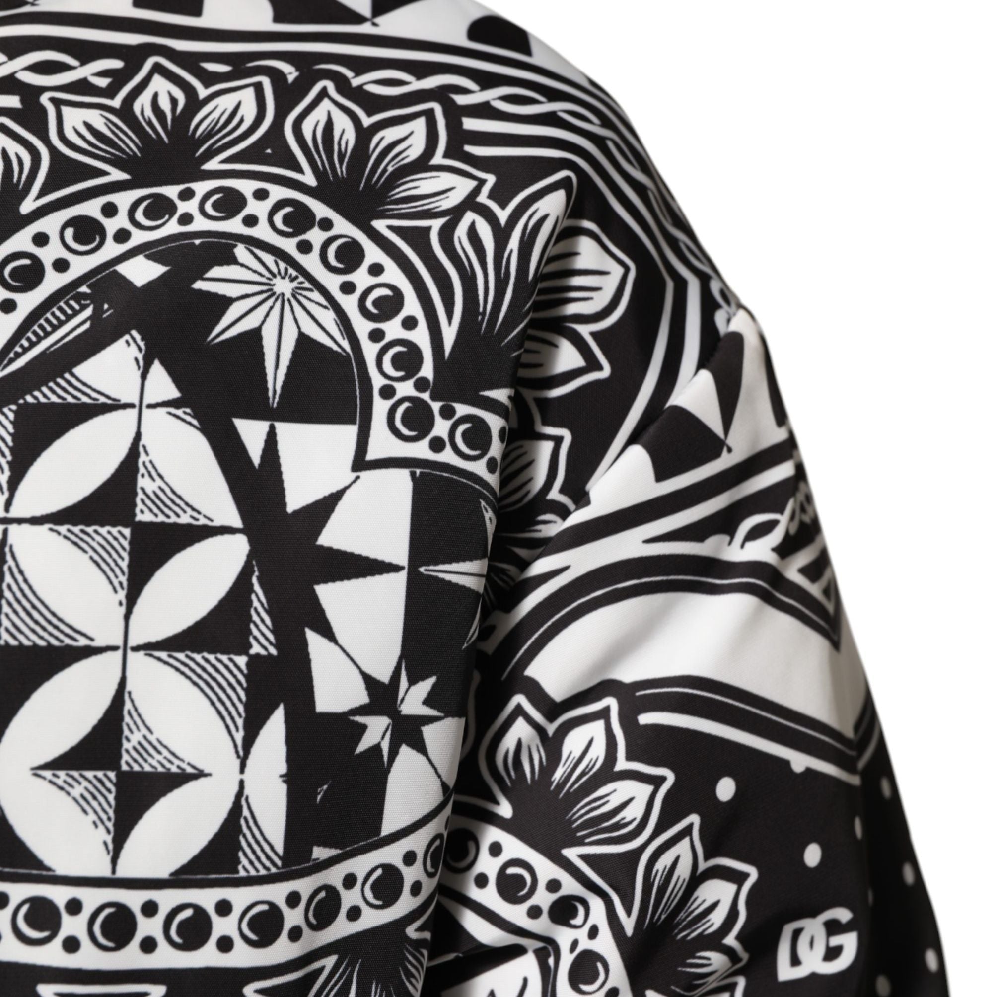 Dolce & Gabbana Black White BandanaPrint Men Bomber Jacket