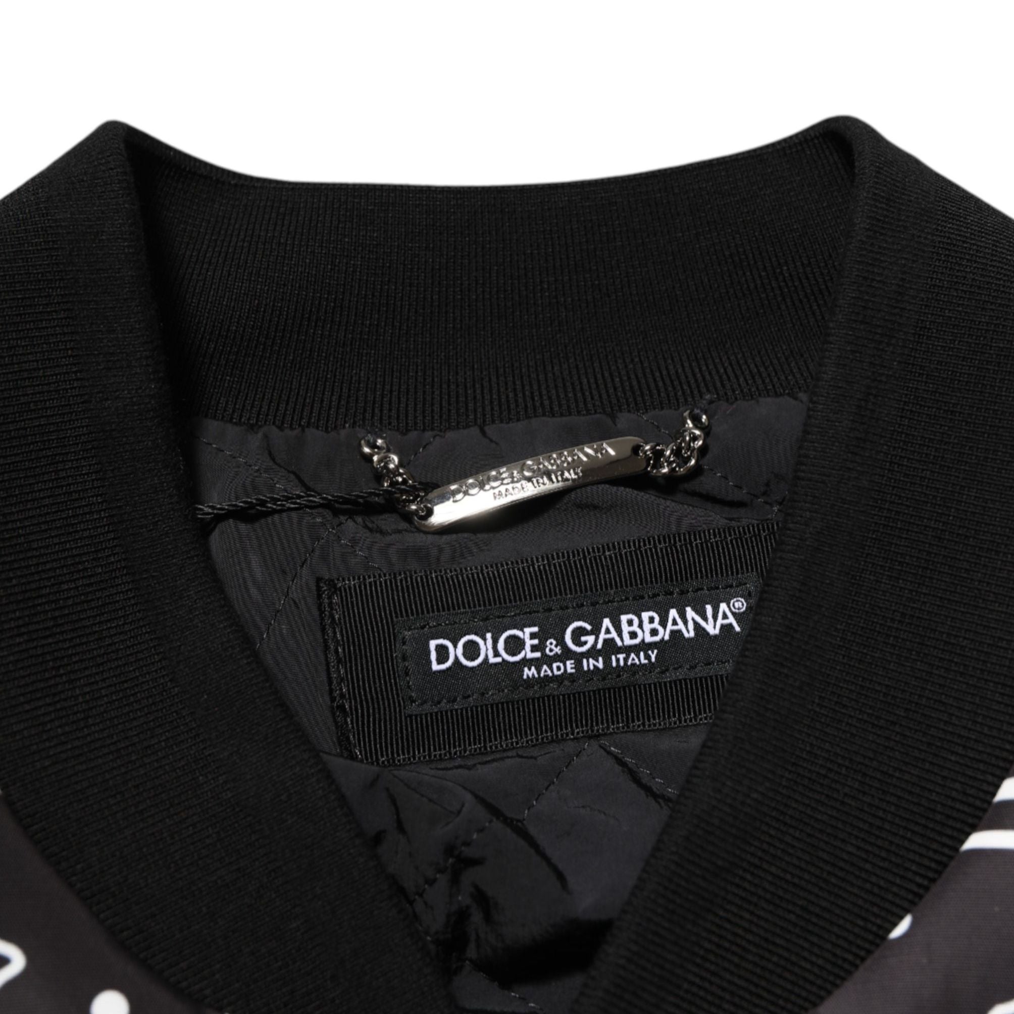 Dolce & Gabbana Black White BandanaPrint Men Bomber Jacket