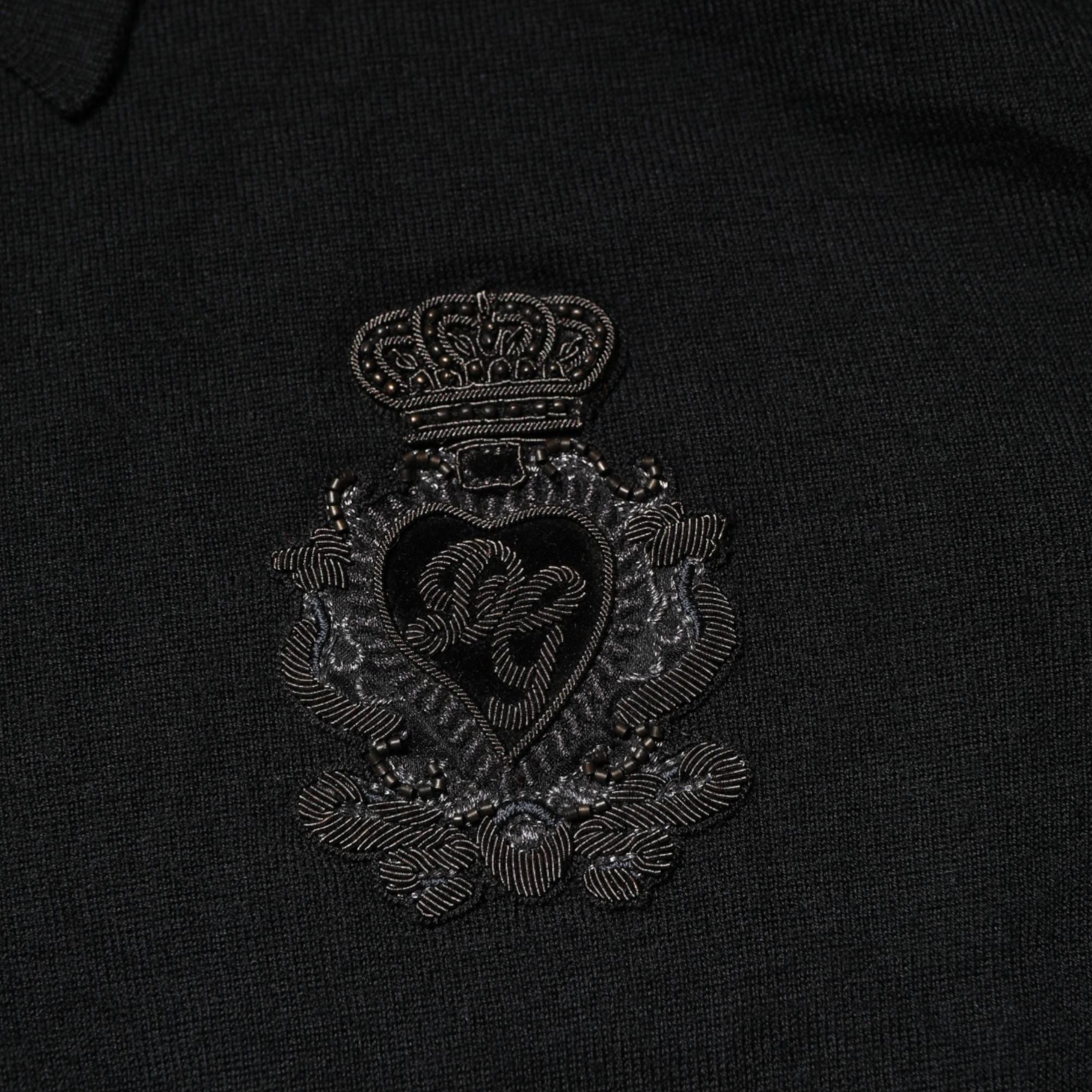 Dolce & Gabbana Black Crest Long Sleeve Men Pullover Sweater