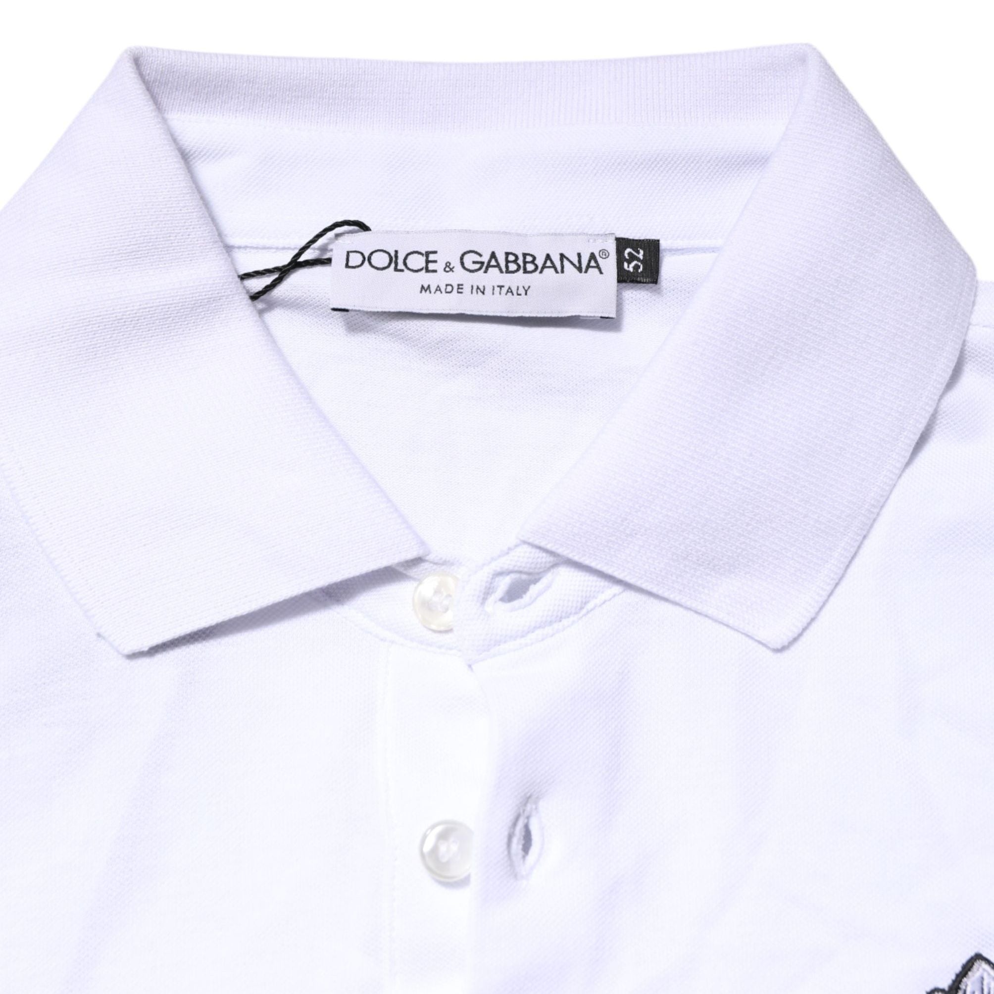 Dolce & Gabbana White Cotton DG Logo Heart Men Polo T-shirt