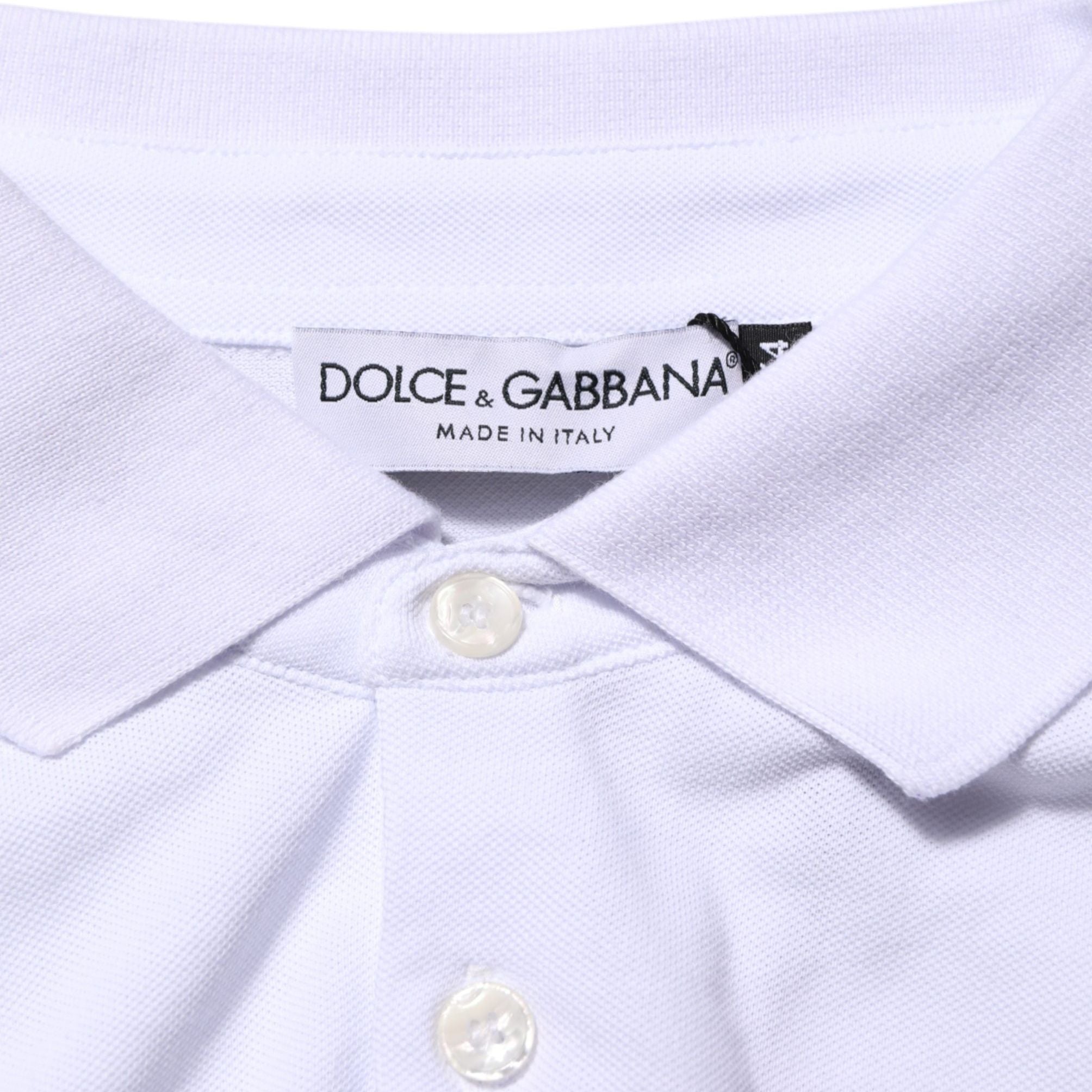 Dolce & Gabbana White Cotton Crest Embroidery Polo T-shirt