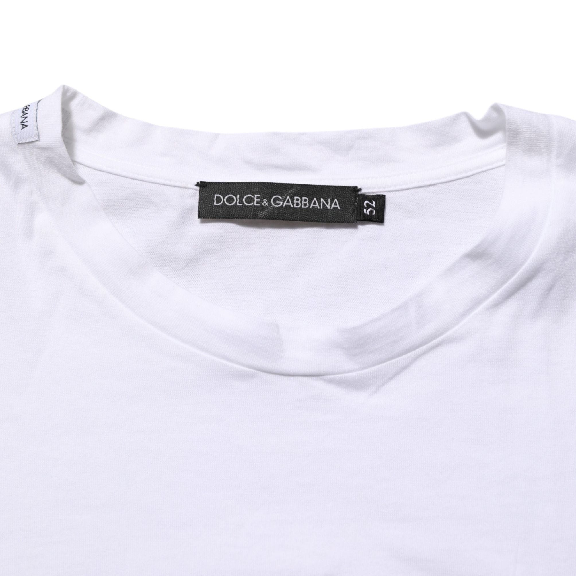 Dolce & Gabbana White Cotton DG Love Patch Crew Neck T-shirt