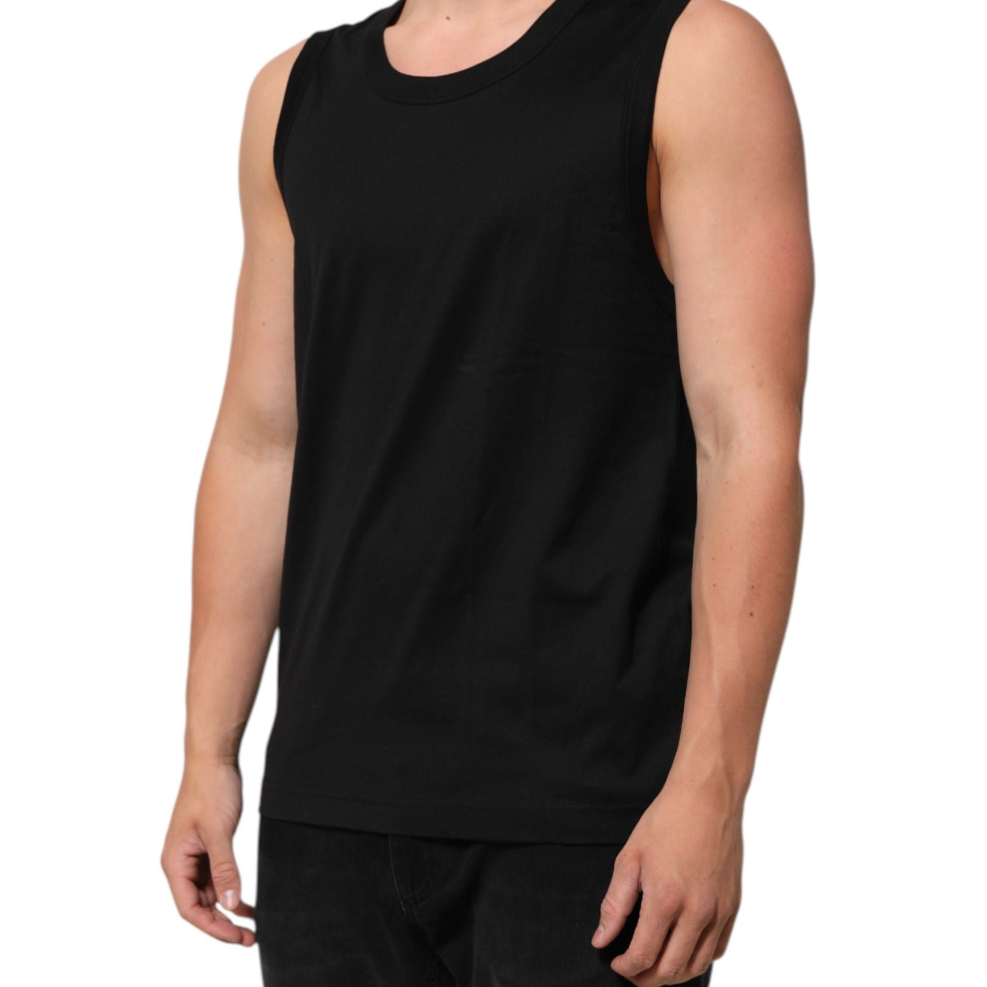 Dolce & Gabbana Black Cotton Sleeveless Men Tank Top T-shirt