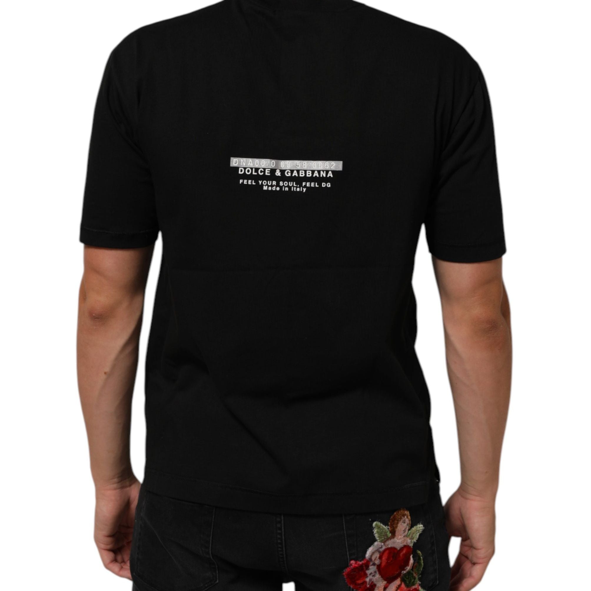 Dolce & Gabbana Black Statement Cotton Crew Neck Men T-shirt