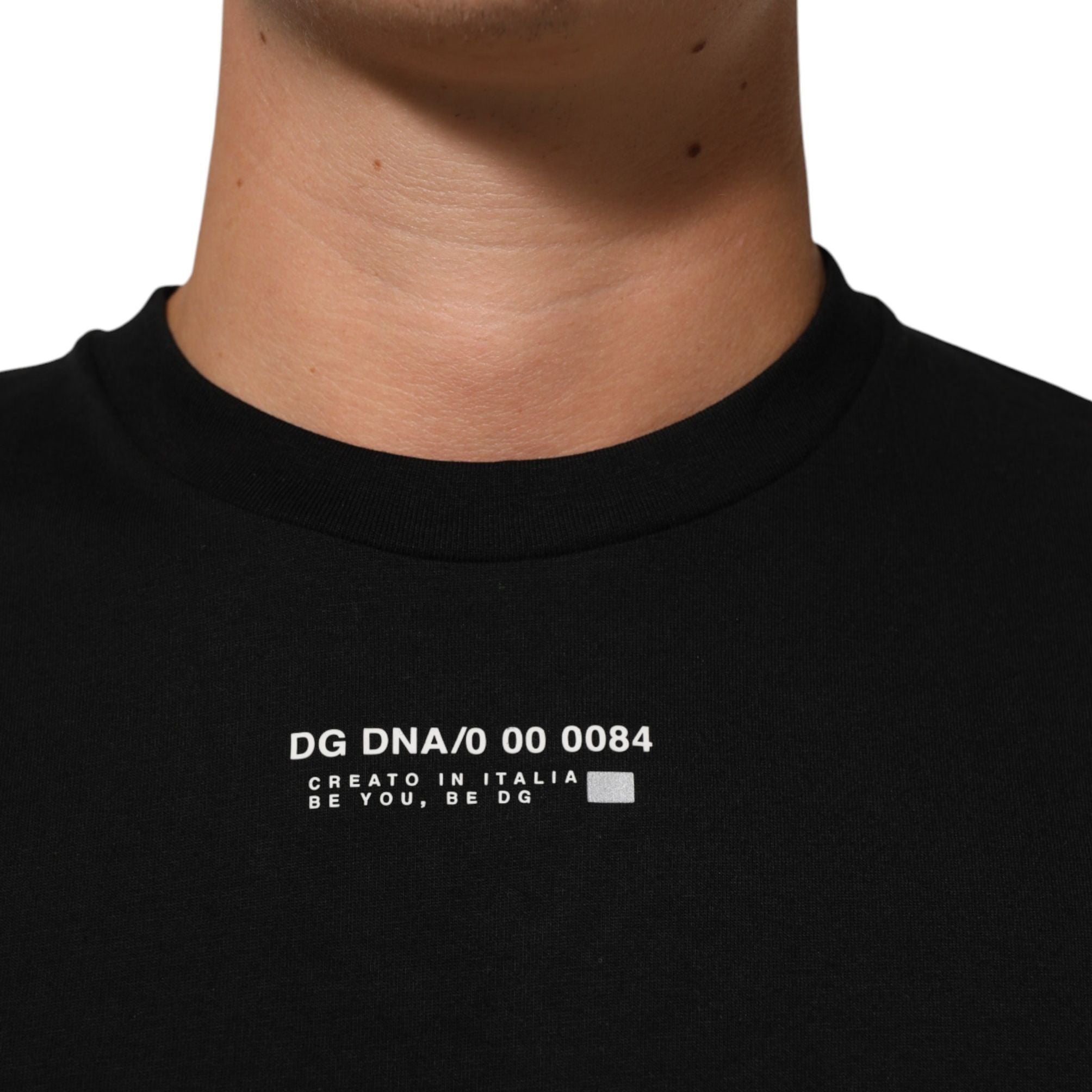 Dolce & Gabbana Black Statement Cotton Crew Neck Men T-shirt