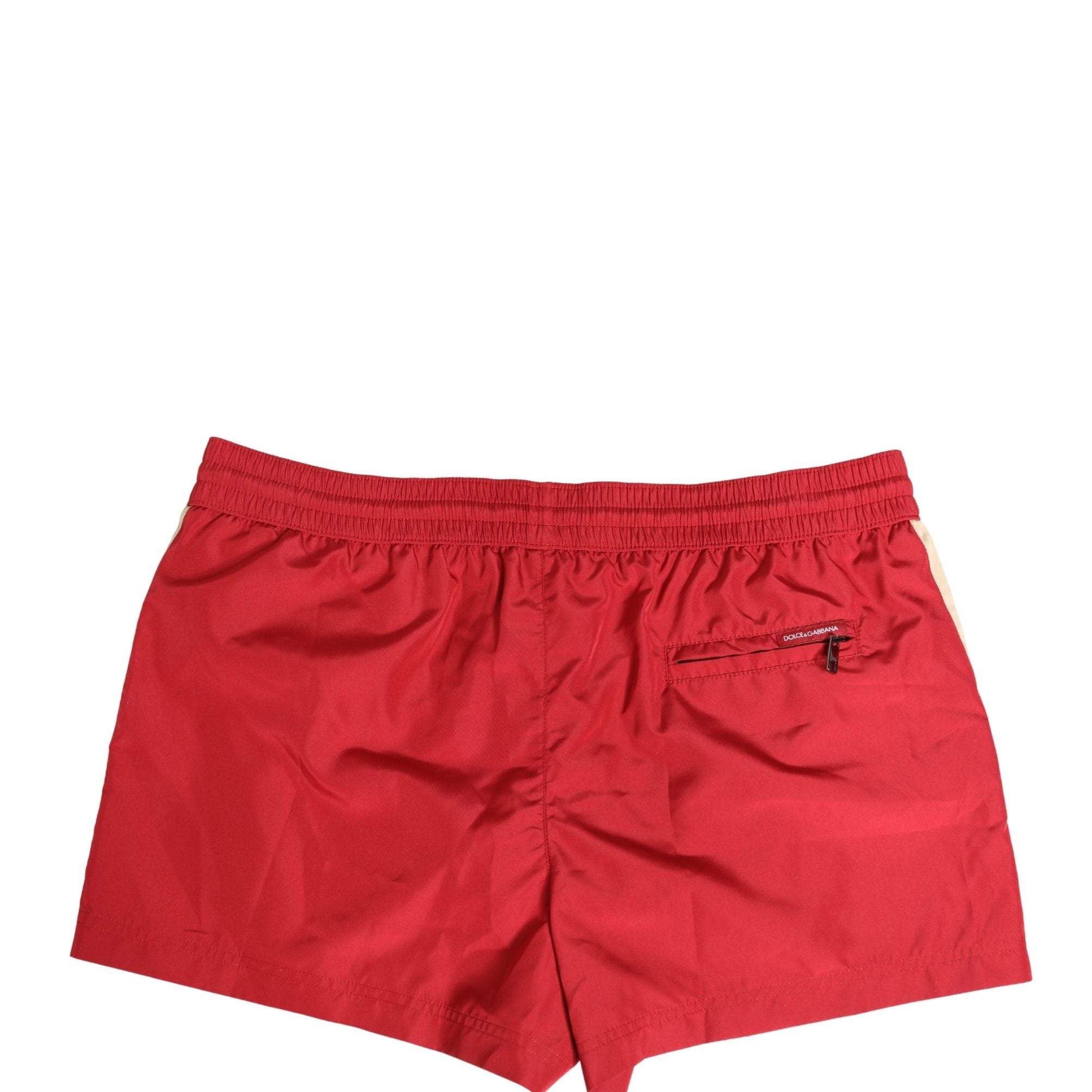 Dolce & Gabbana Red Polyester Men Drawstring Shorts Swimwear