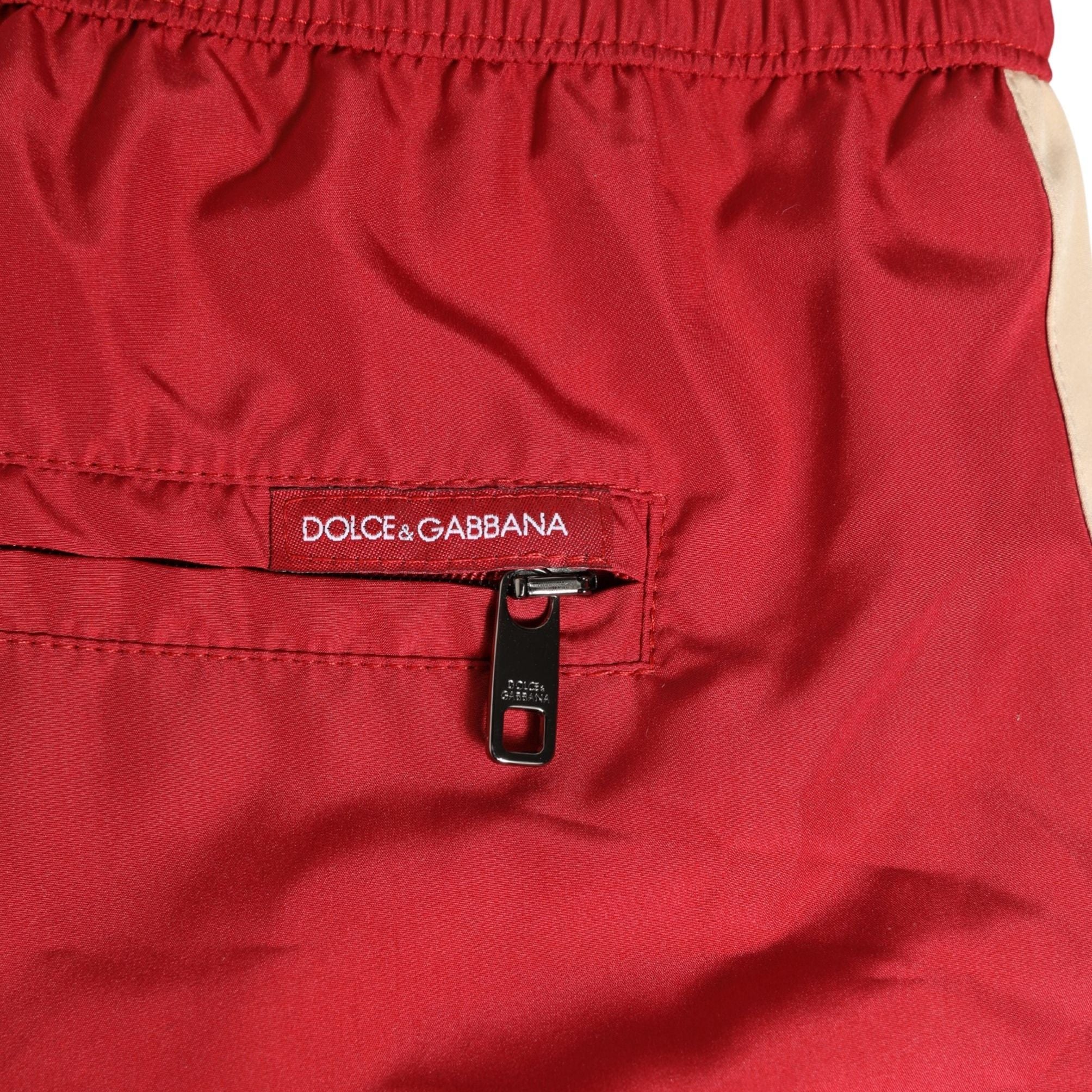 Dolce & Gabbana Red Polyester Men Drawstring Shorts Swimwear