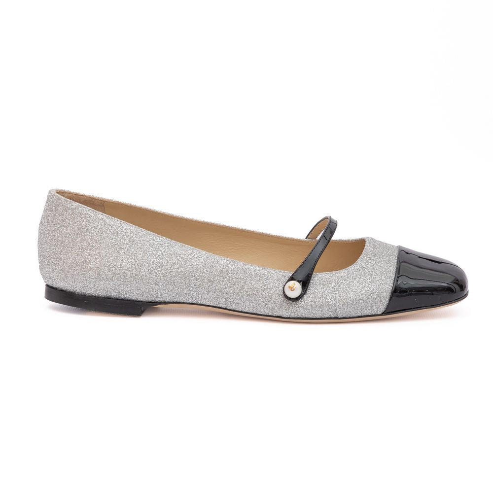 Jimmy Choo Grey Fine Glitter Elisa Flats