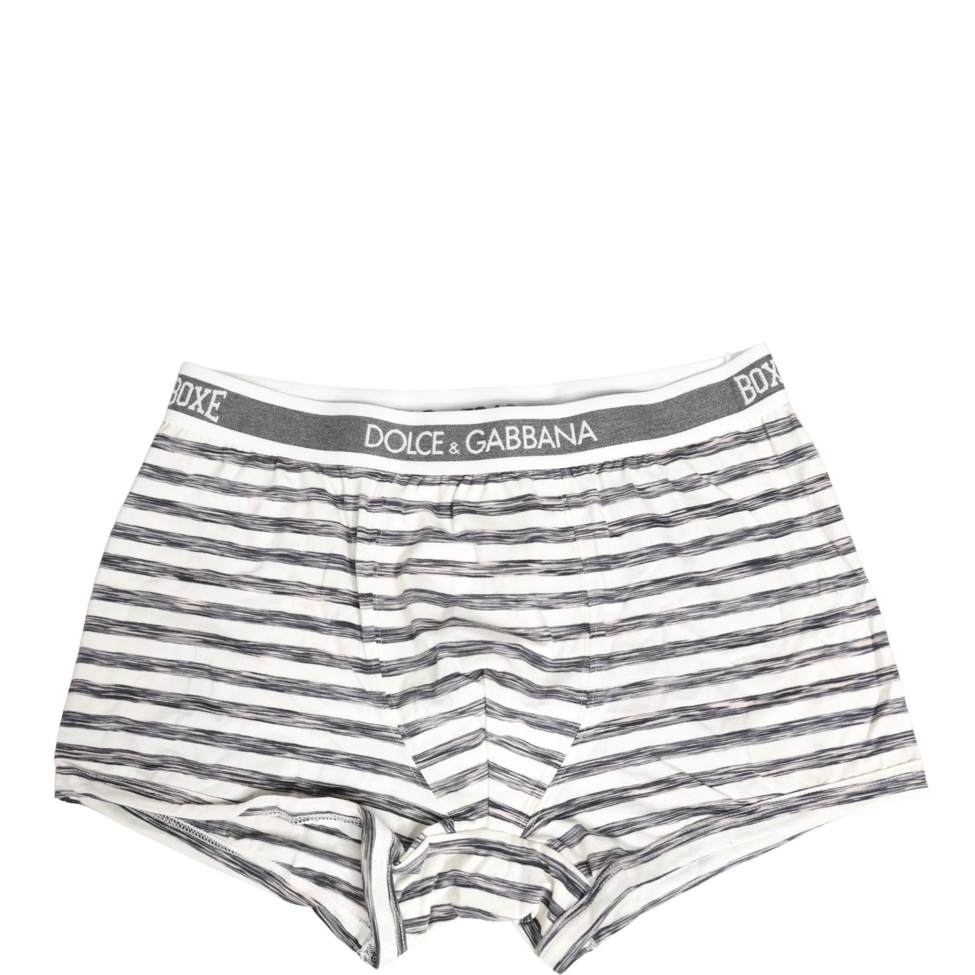 Dolce & Gabbana Gray White Stripes Men Regular Boxer Underwear