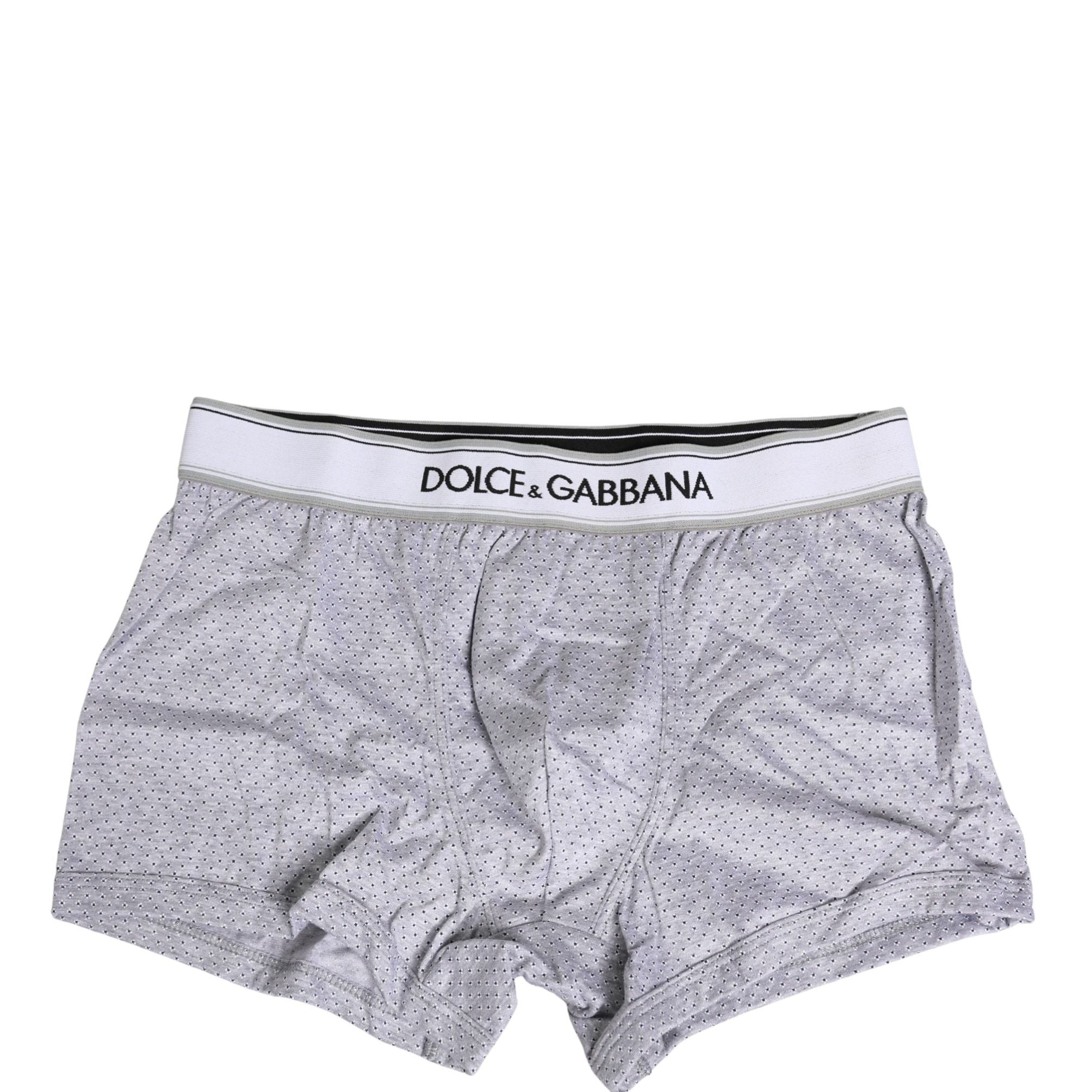 Dolce & Gabbana Gray Logo Cotton Men Regular Boxer Underwear
