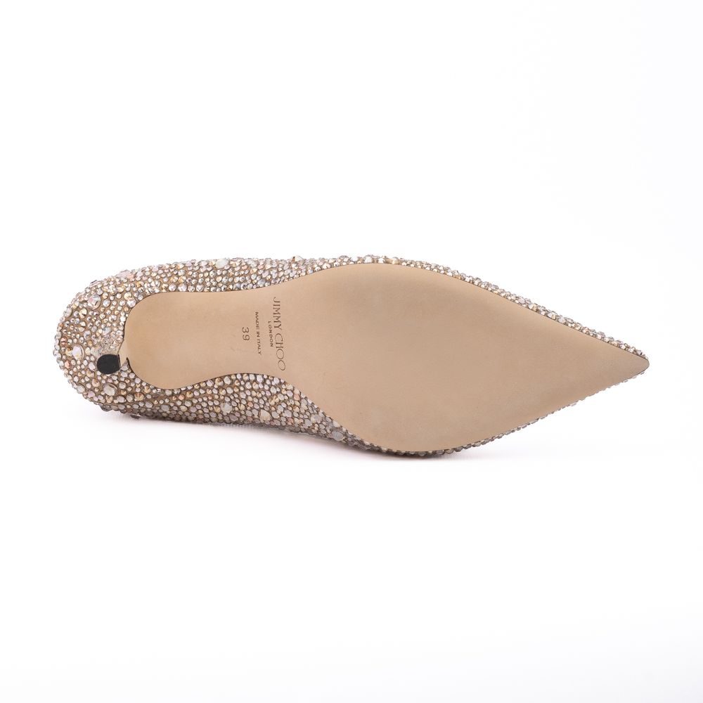 Jimmy Choo Light Bronze Crystal Love 85 Pumps
