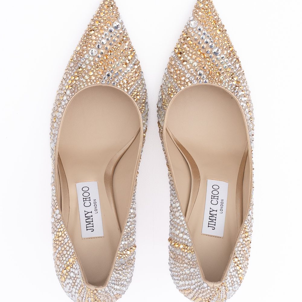 Jimmy Choo Gold Mix Crystal Love 85 Pumps