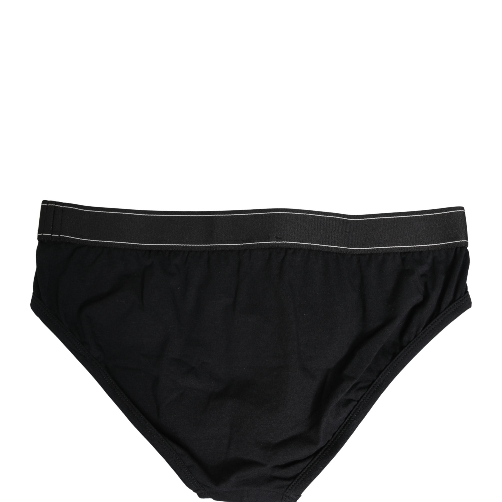 Dolce & Gabbana Black Cotton Logo Waistband Midi Brief Underwear