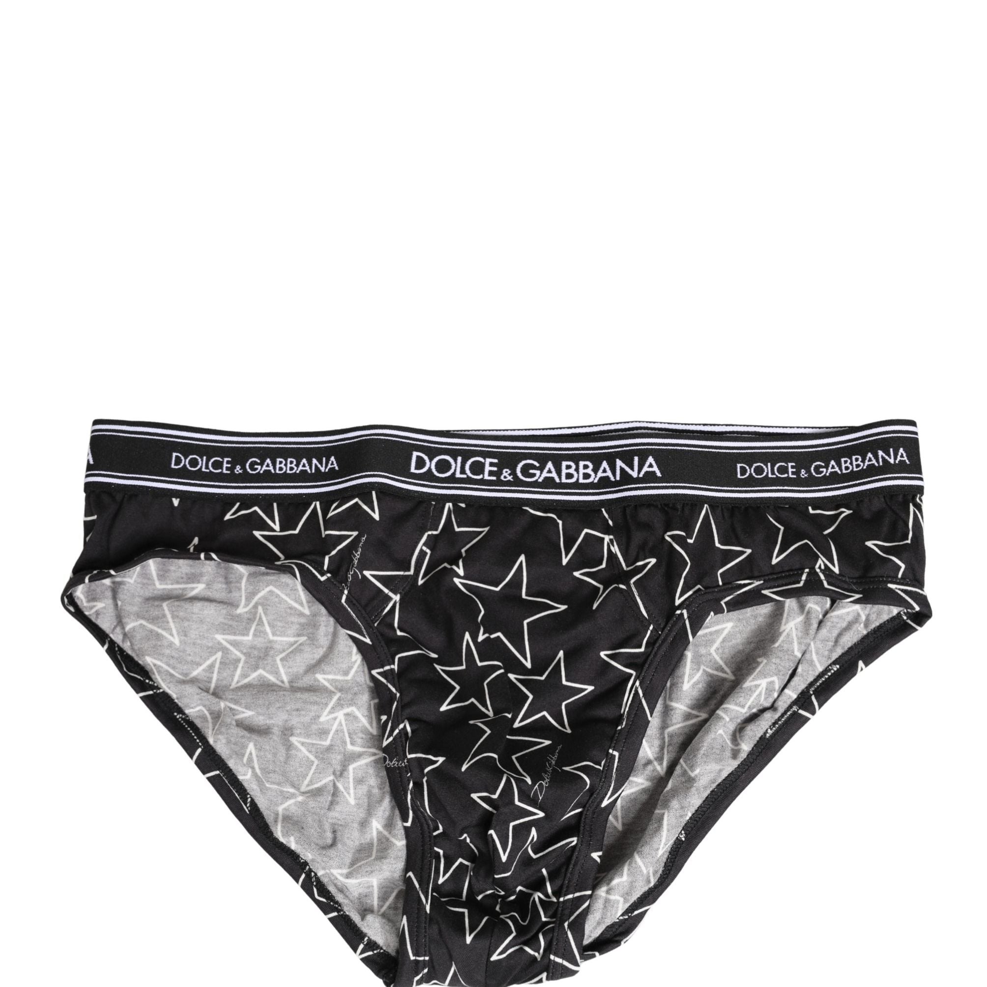 Dolce & Gabbana Black Stars Print Cotton Midi Brief Underwear