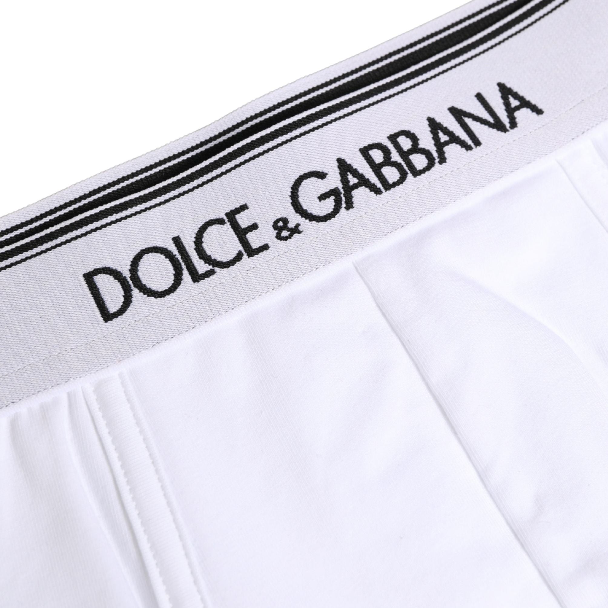 Dolce & Gabbana White Logo Waistband Cotton Boxer Underwear