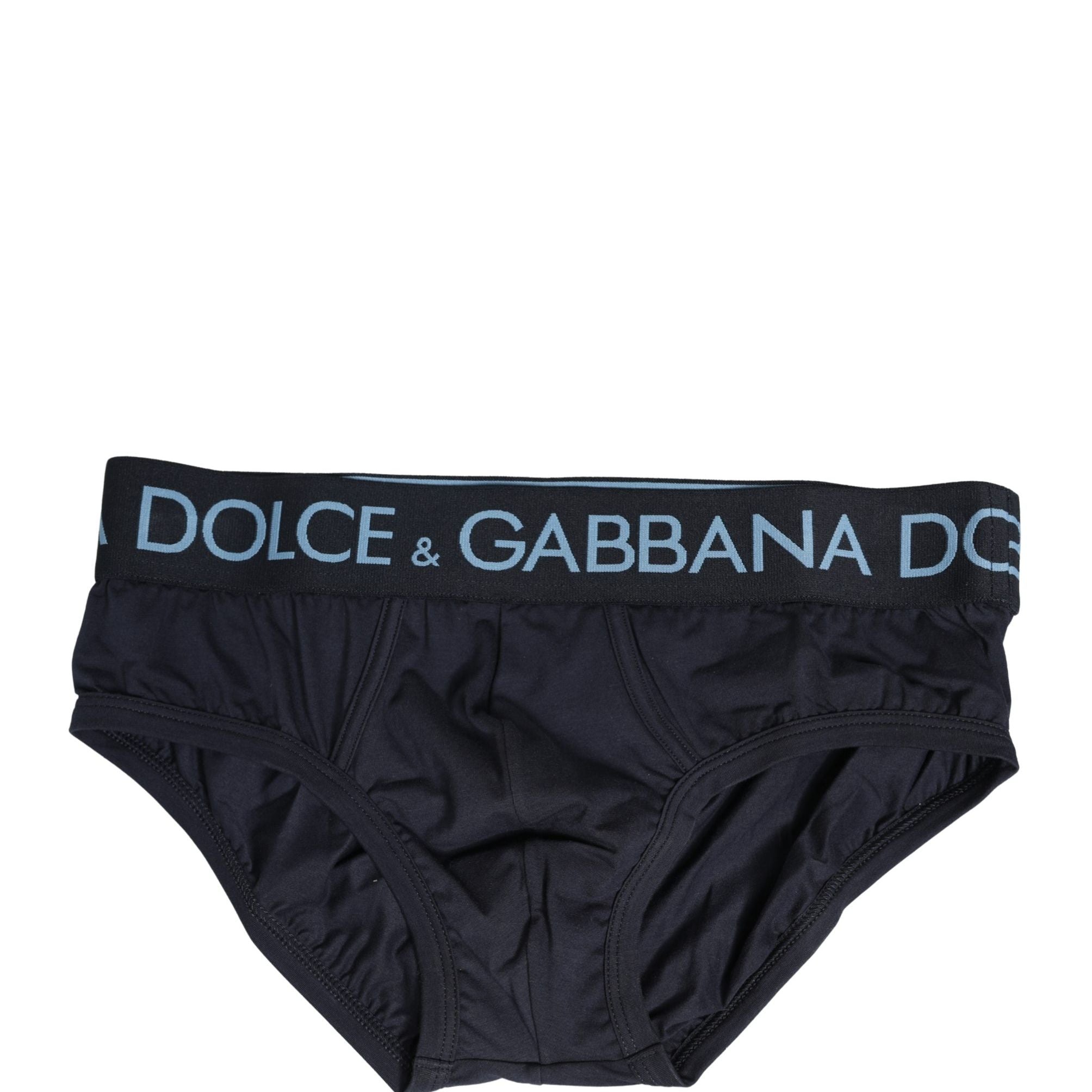 Dolce & Gabbana Dark Blue Logo Waistband Men Briefs Underwear