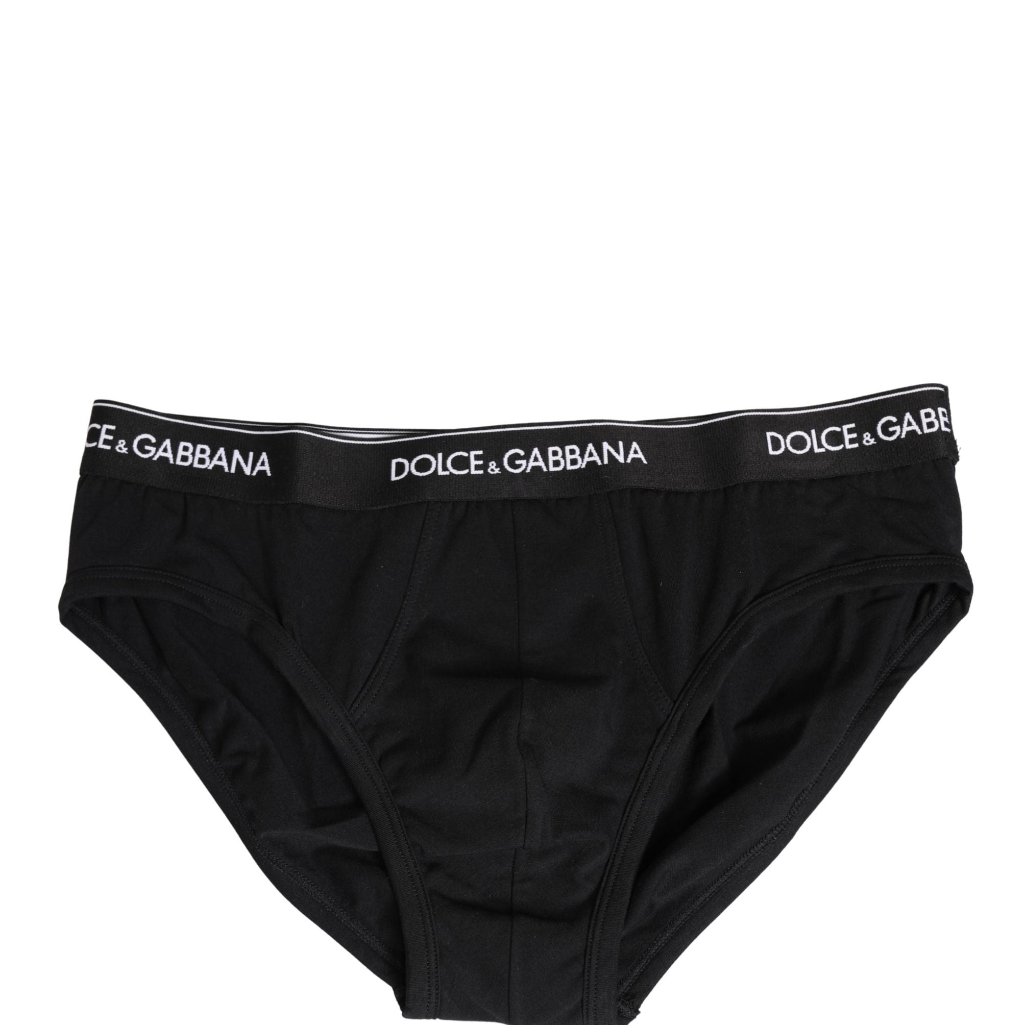 Dolce & Gabbana Black Cotton Logo Waistband Briefs Underwear