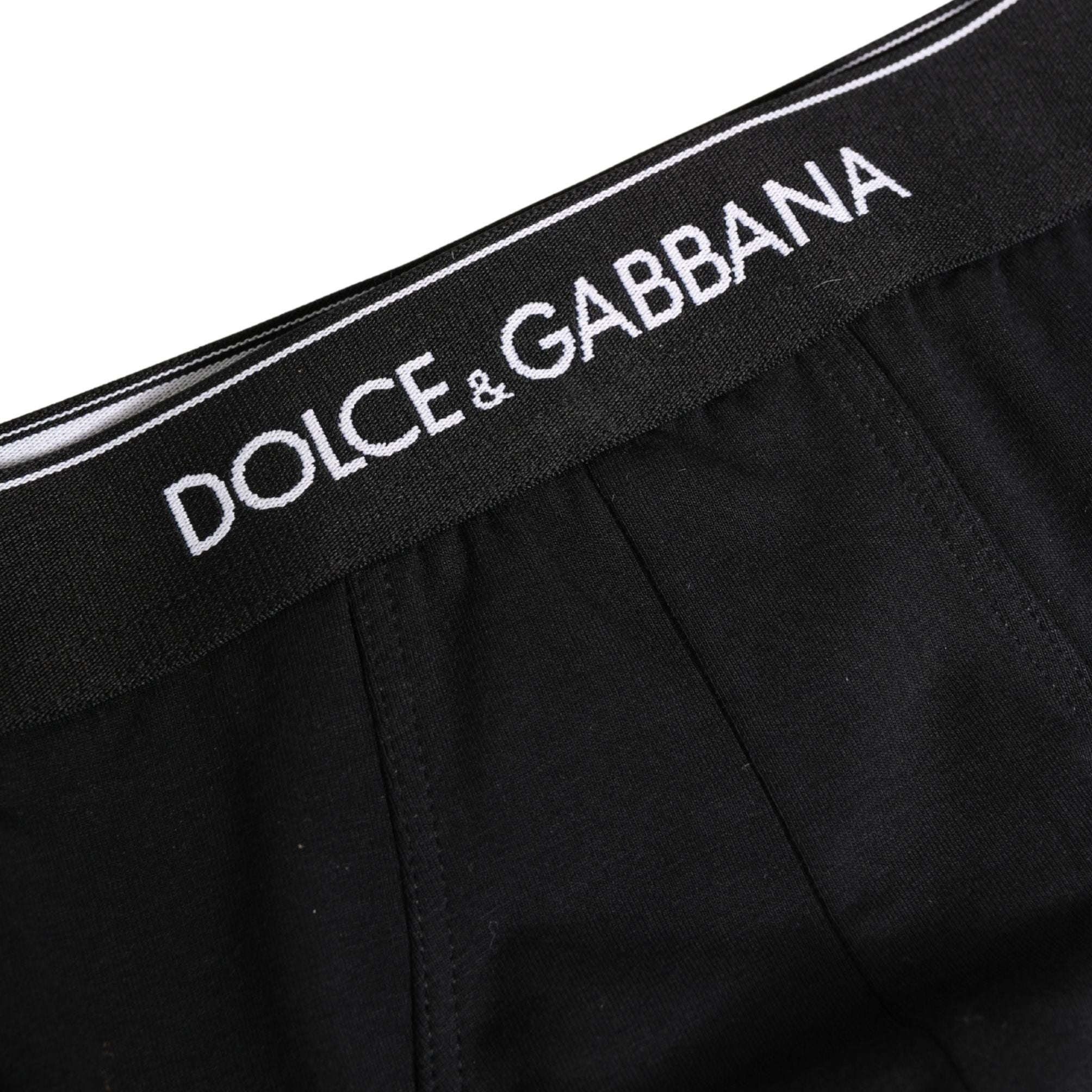 Dolce & Gabbana Black Cotton Logo Waistband Briefs Underwear