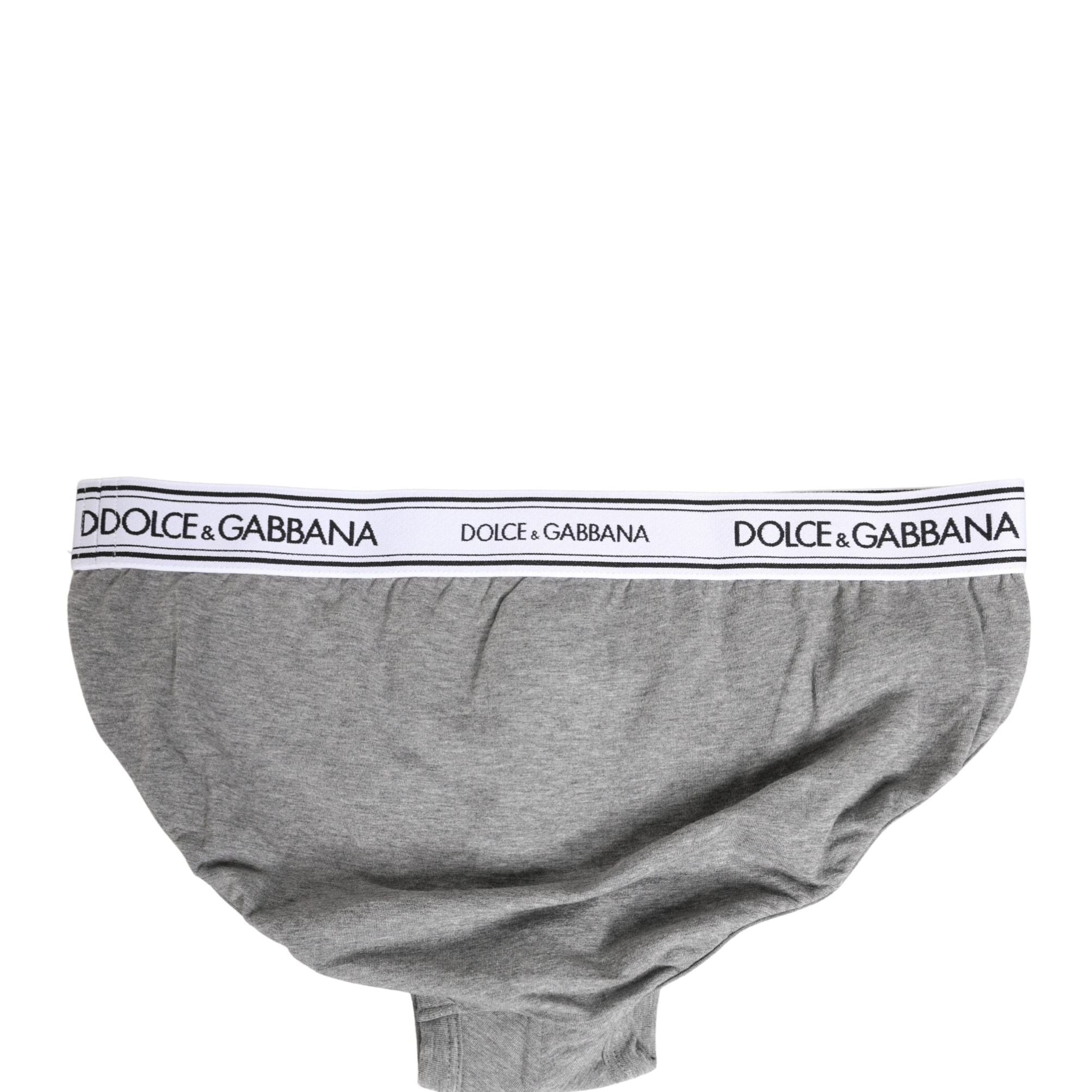 Dolce & Gabbana Gray Logo Waistband Men Midi Brief Underwear