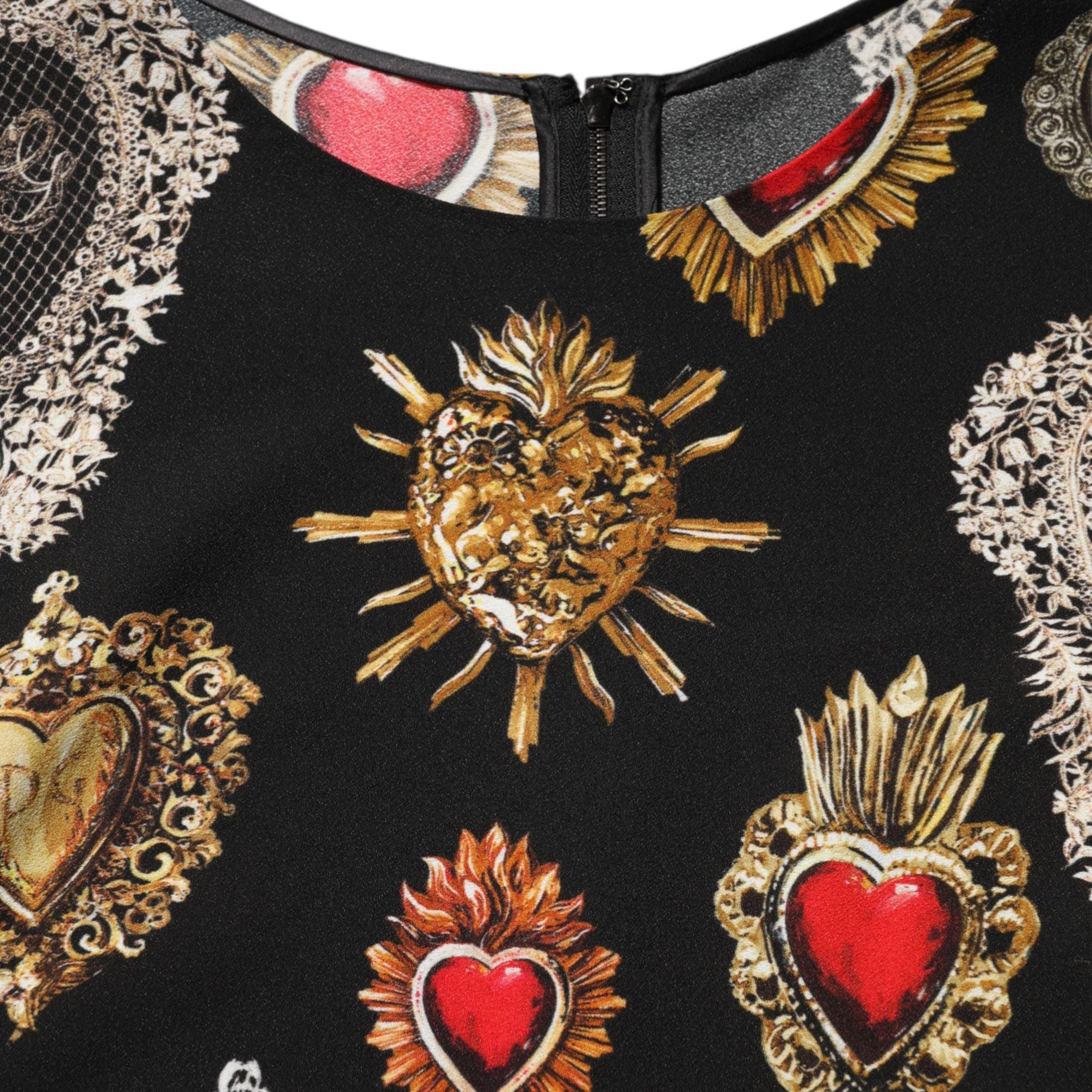 Dolce & Gabbana Black Sacred Heart Print LongSleeve Blouse Top