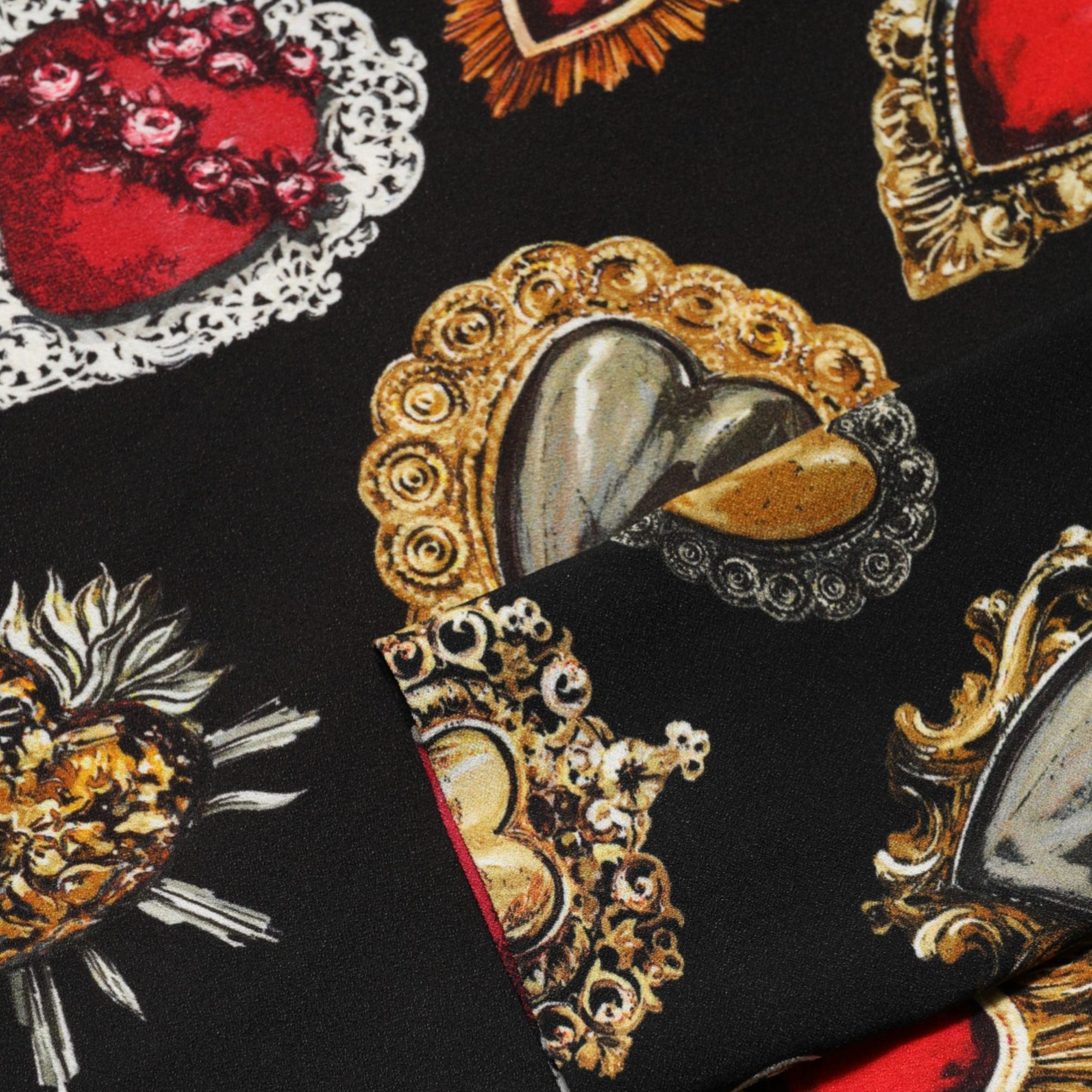 Dolce & Gabbana Black Sacred Heart Print LongSleeve Blouse Top